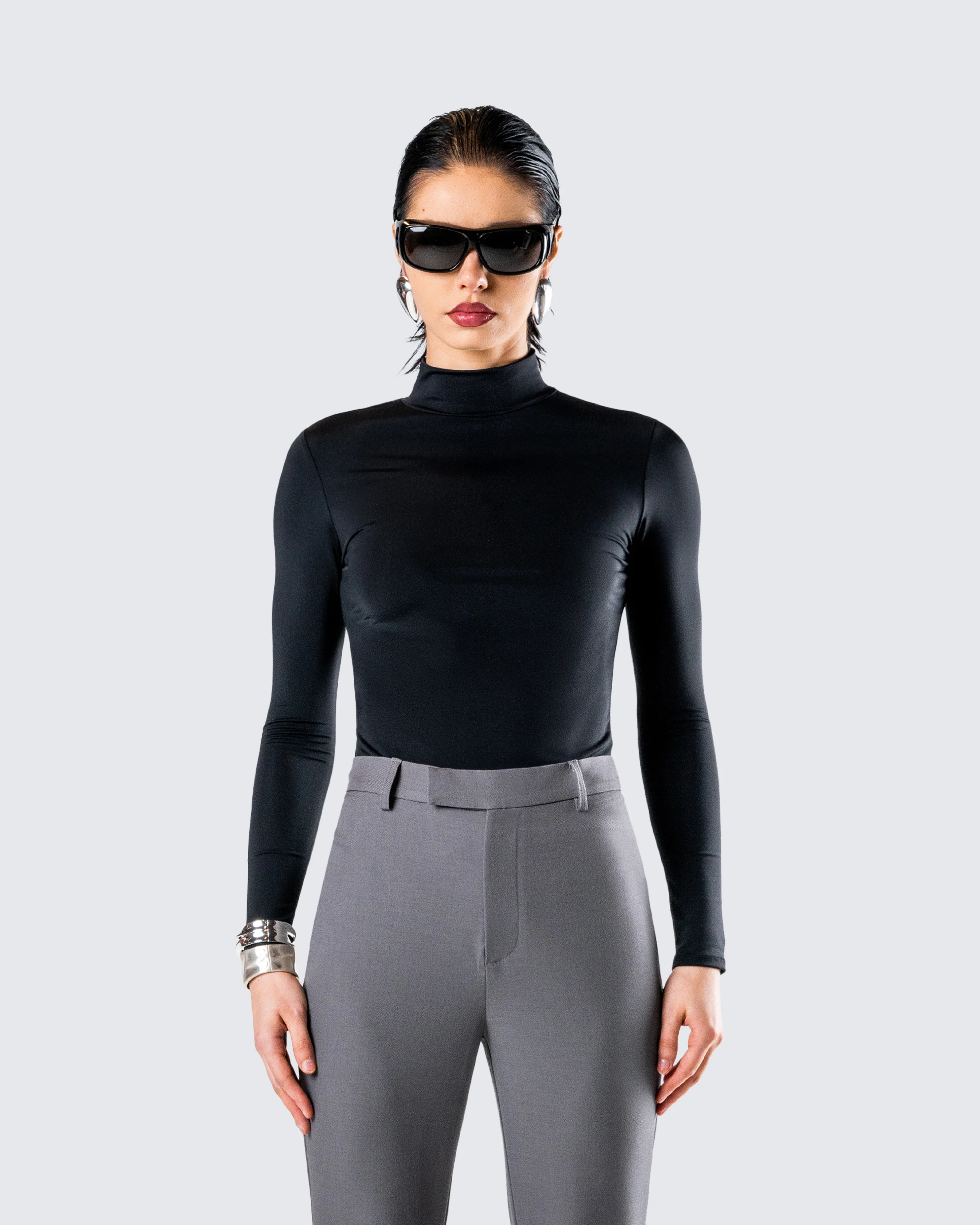 Tana Black Mockneck Top - Image 4