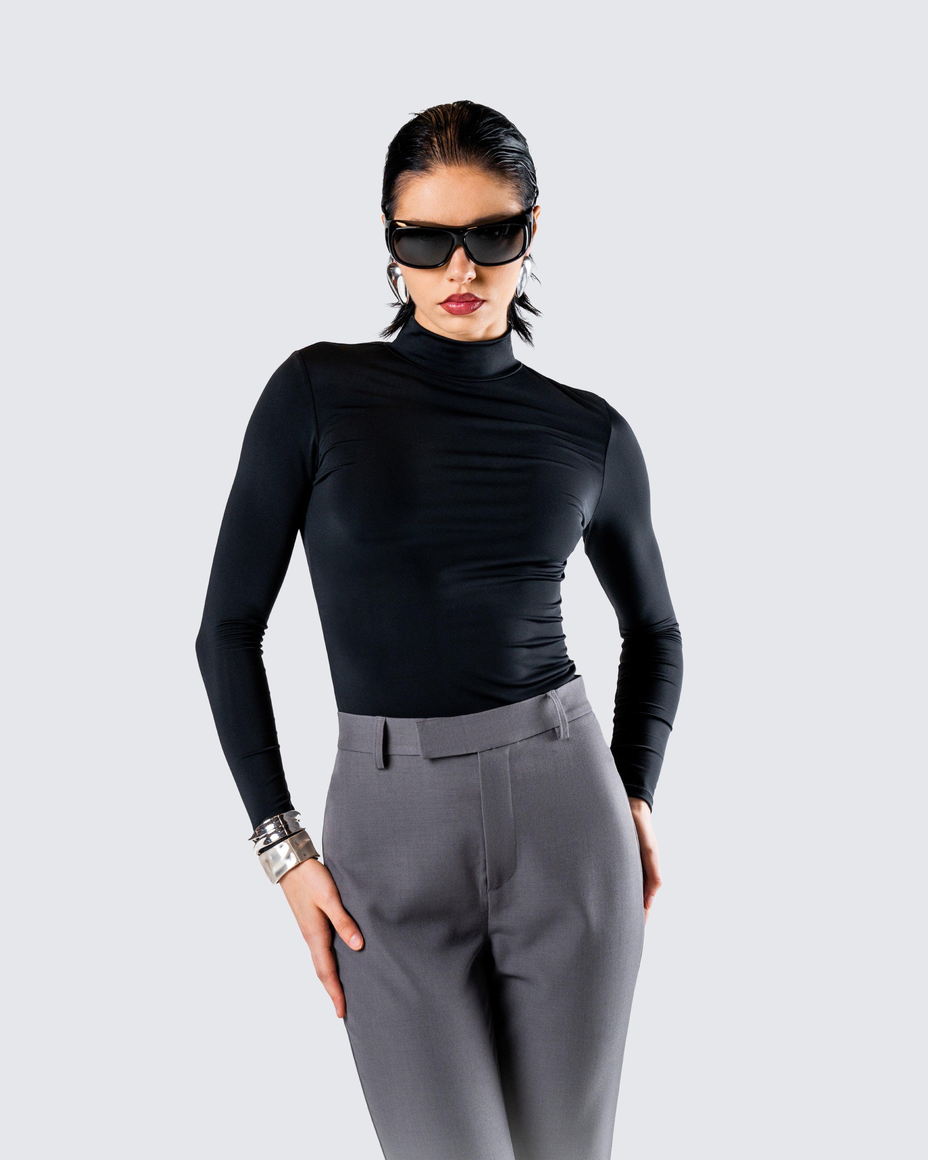 Tana Black Mockneck Top - Image 8