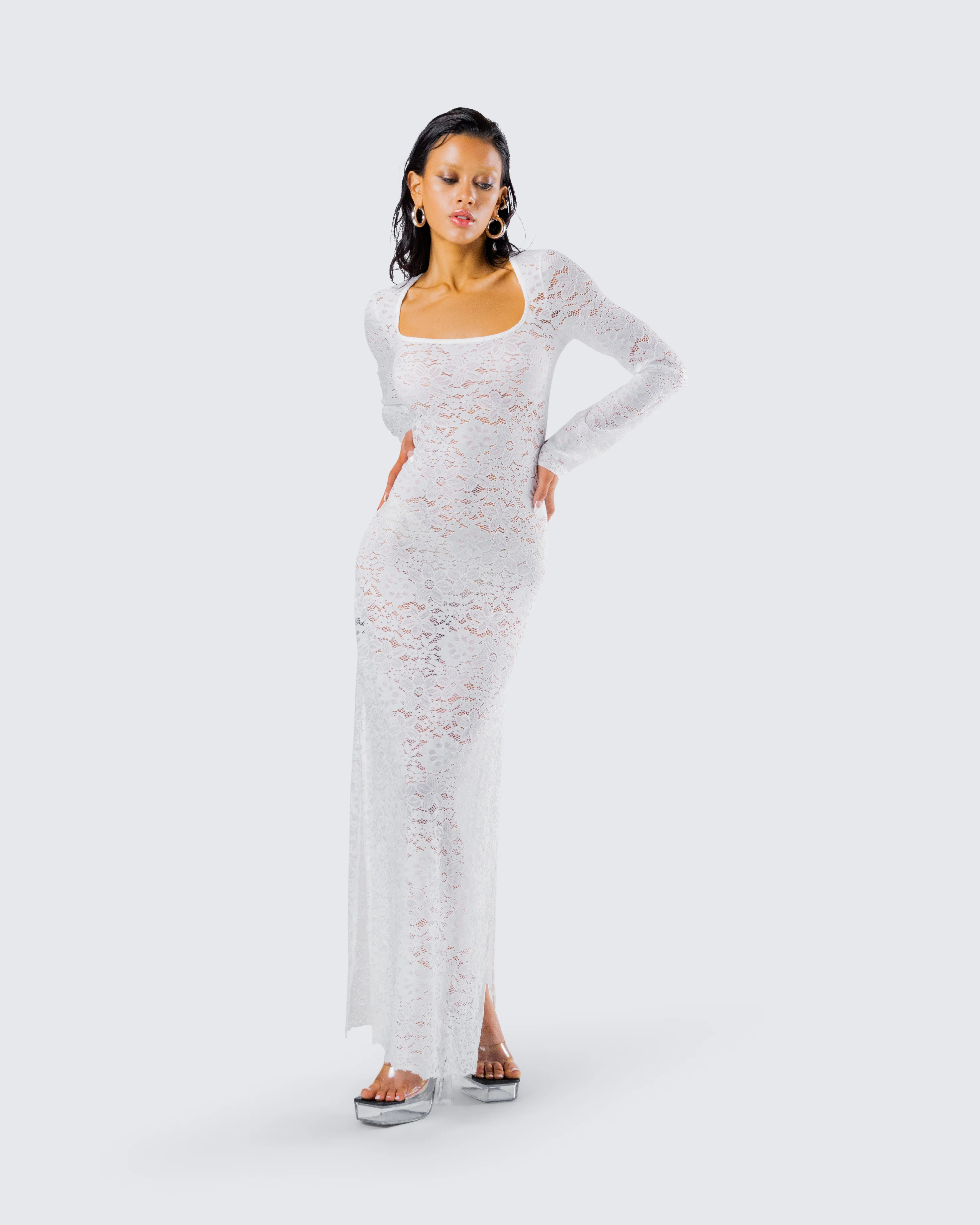 Tanith White Lace Maxi Dress - Image 8