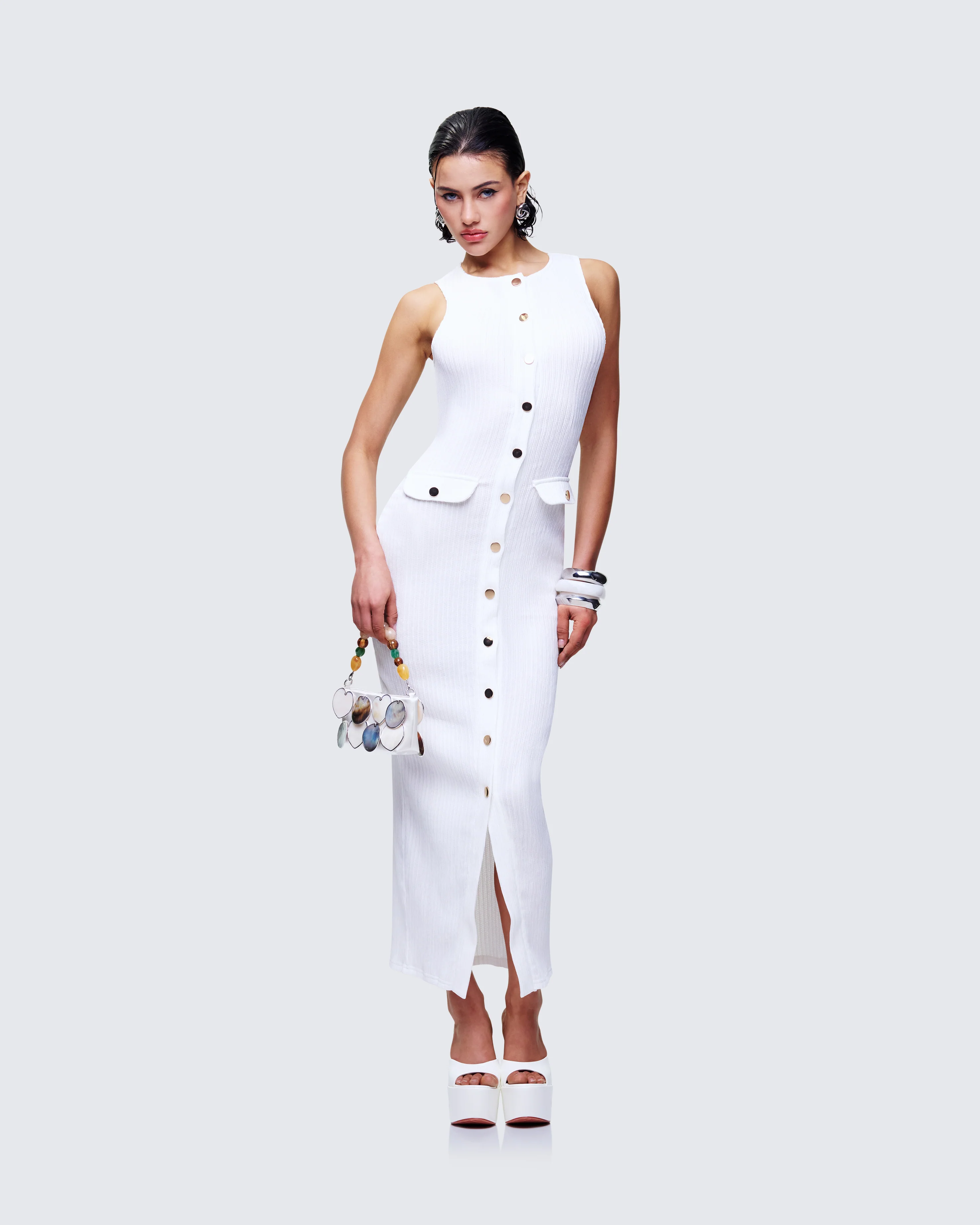 Tansy Ivory Button Up Maxi Dress - Image 3