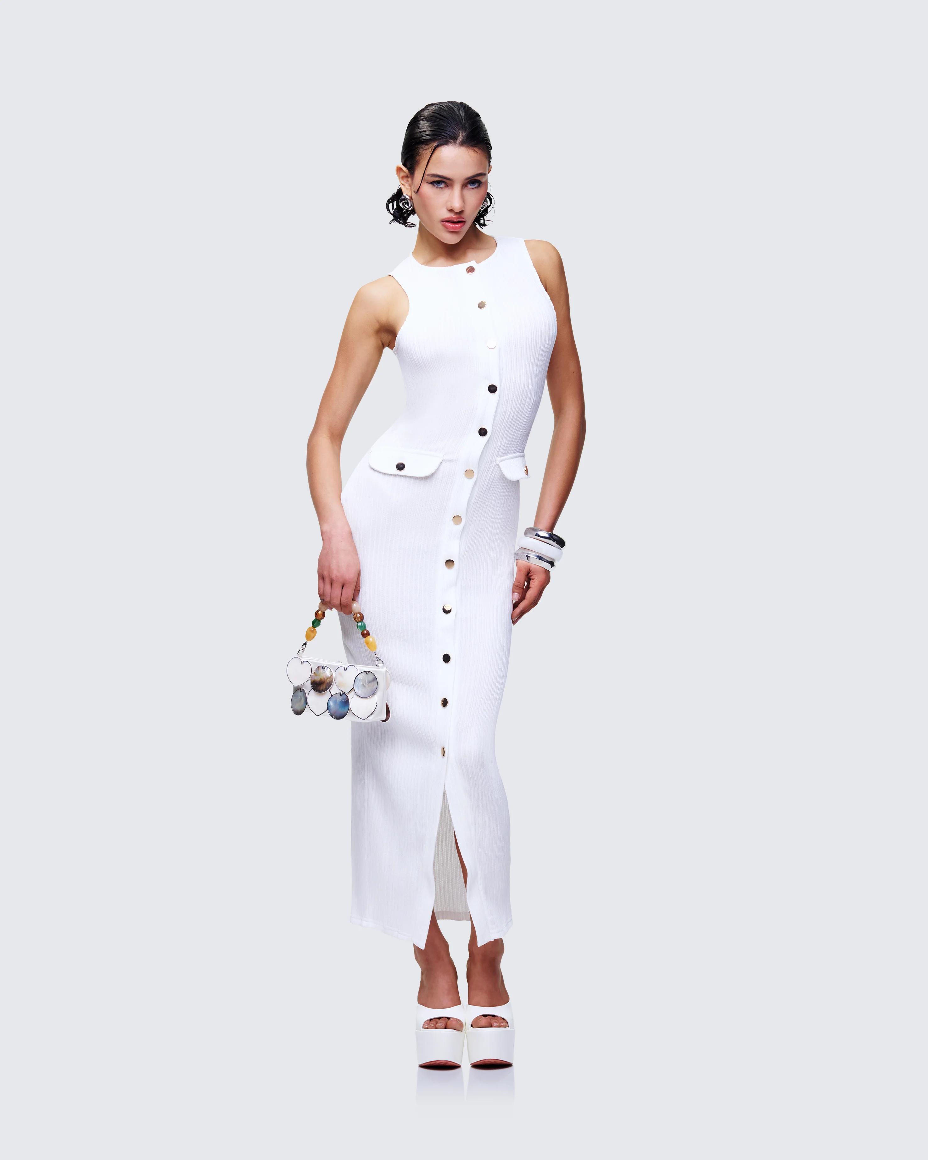 Tansy Ivory Button Up Maxi Dress - Image 4
