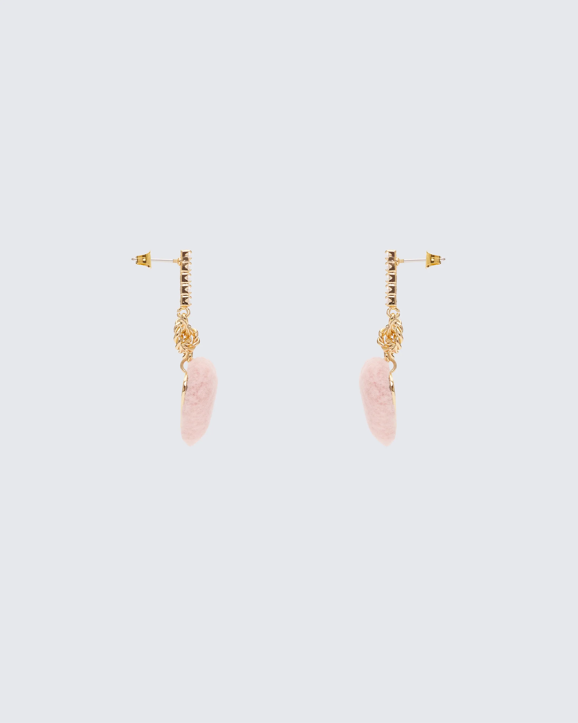 Tasia Pink Fluffy Heart Earrings - Image 2