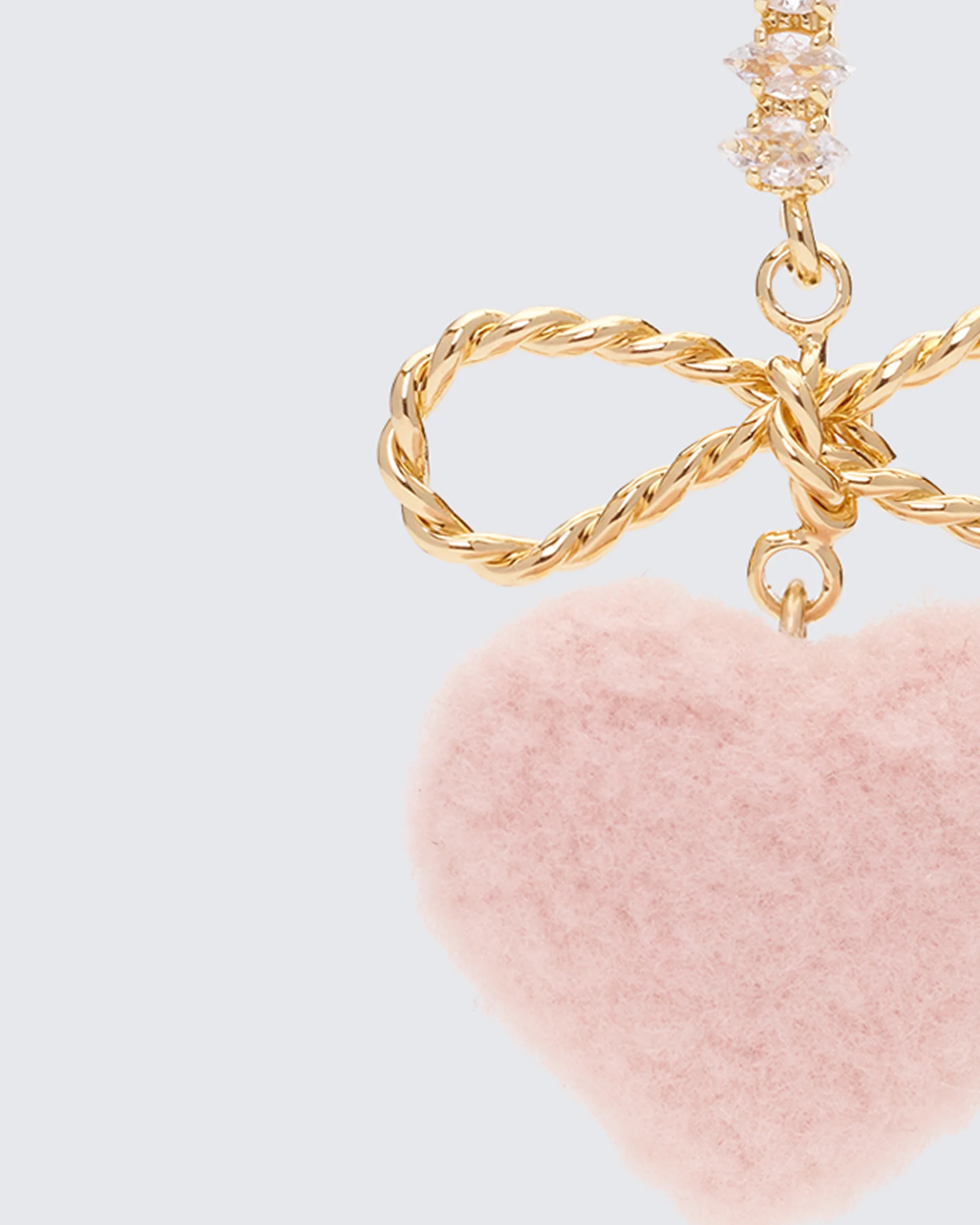 Tasia Pink Fluffy Heart Earrings - Image 3