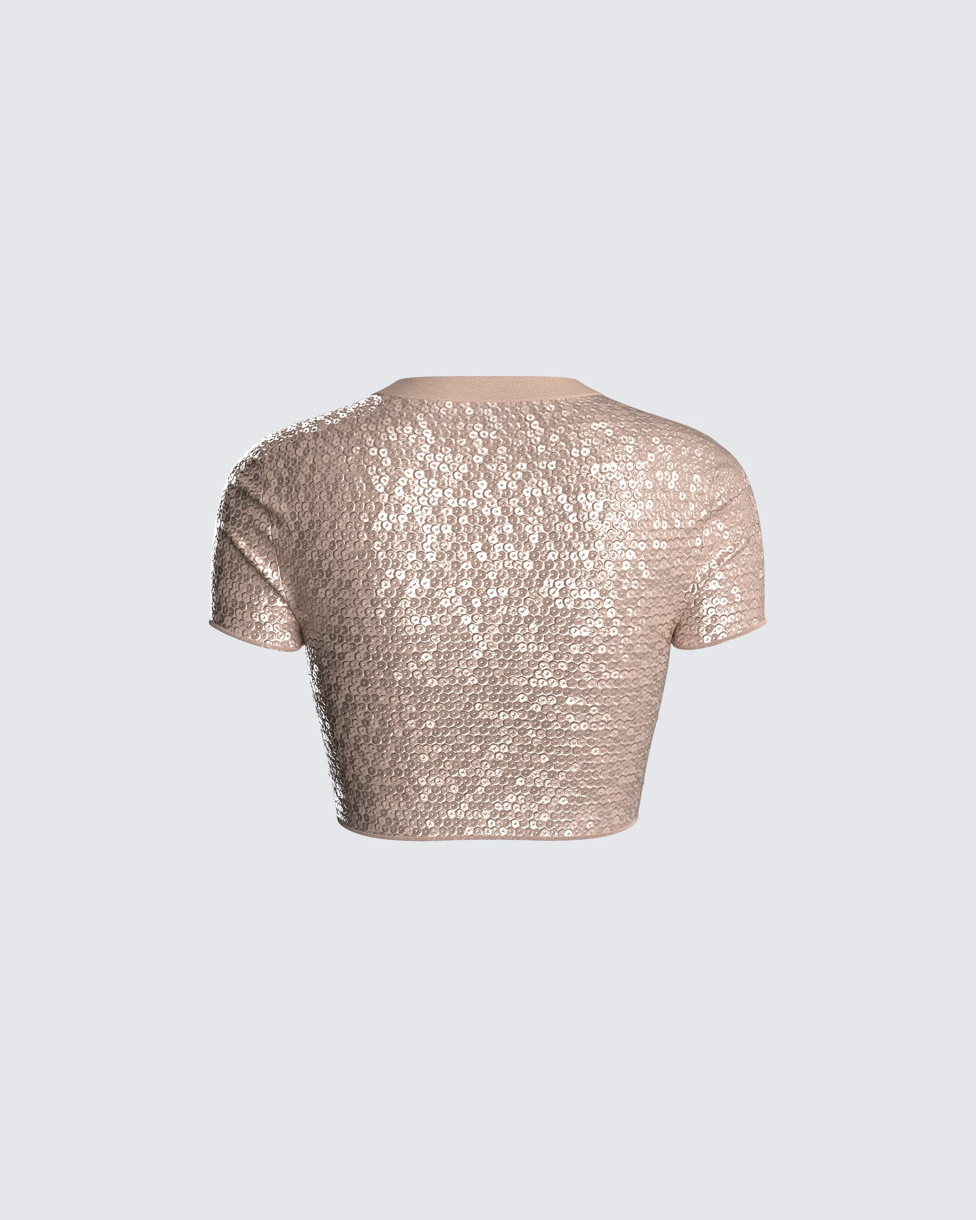 Tatiana Beige Sequin Cropped Top - Image 3