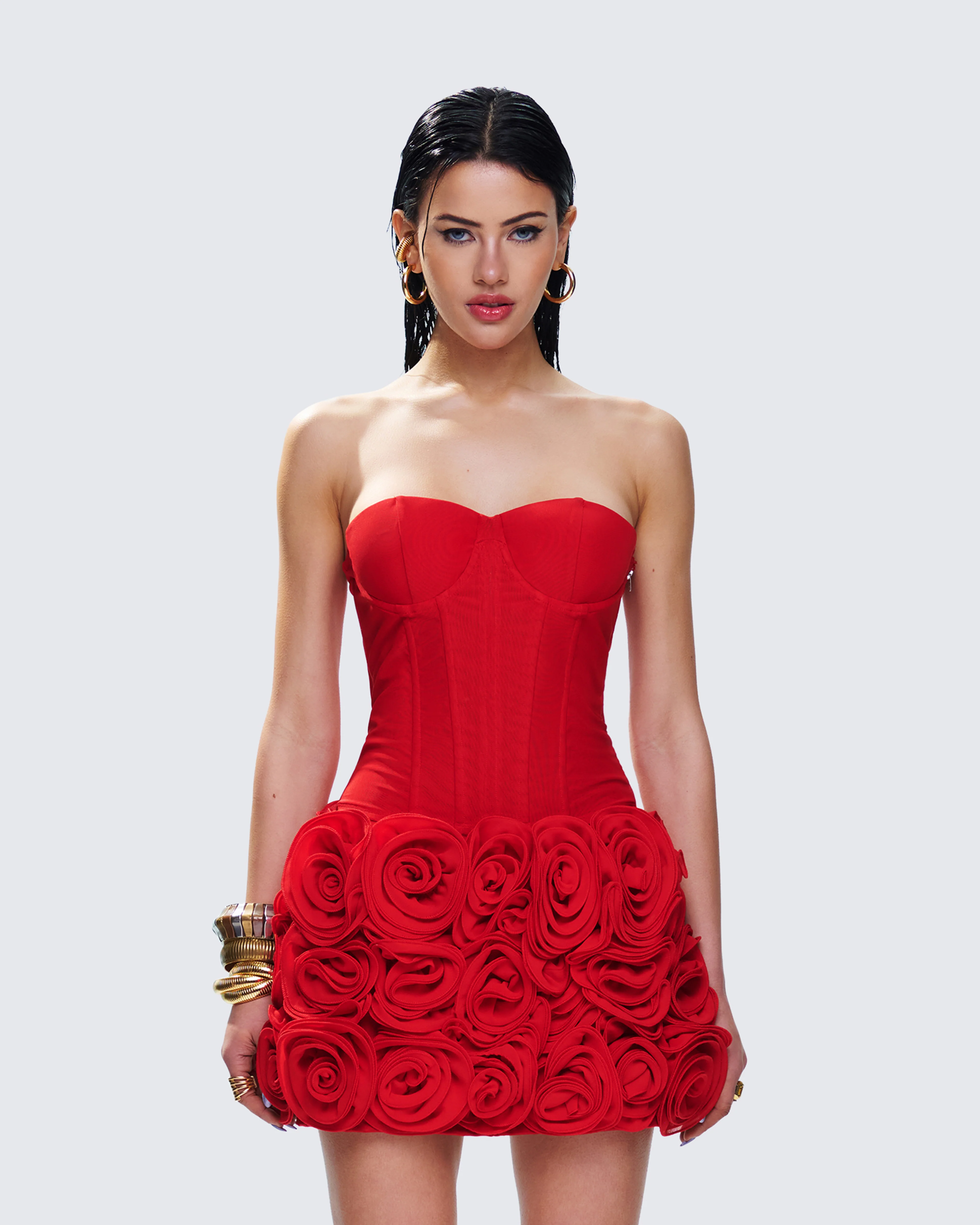 Tayah Red Mesh Corset Top - Image 4