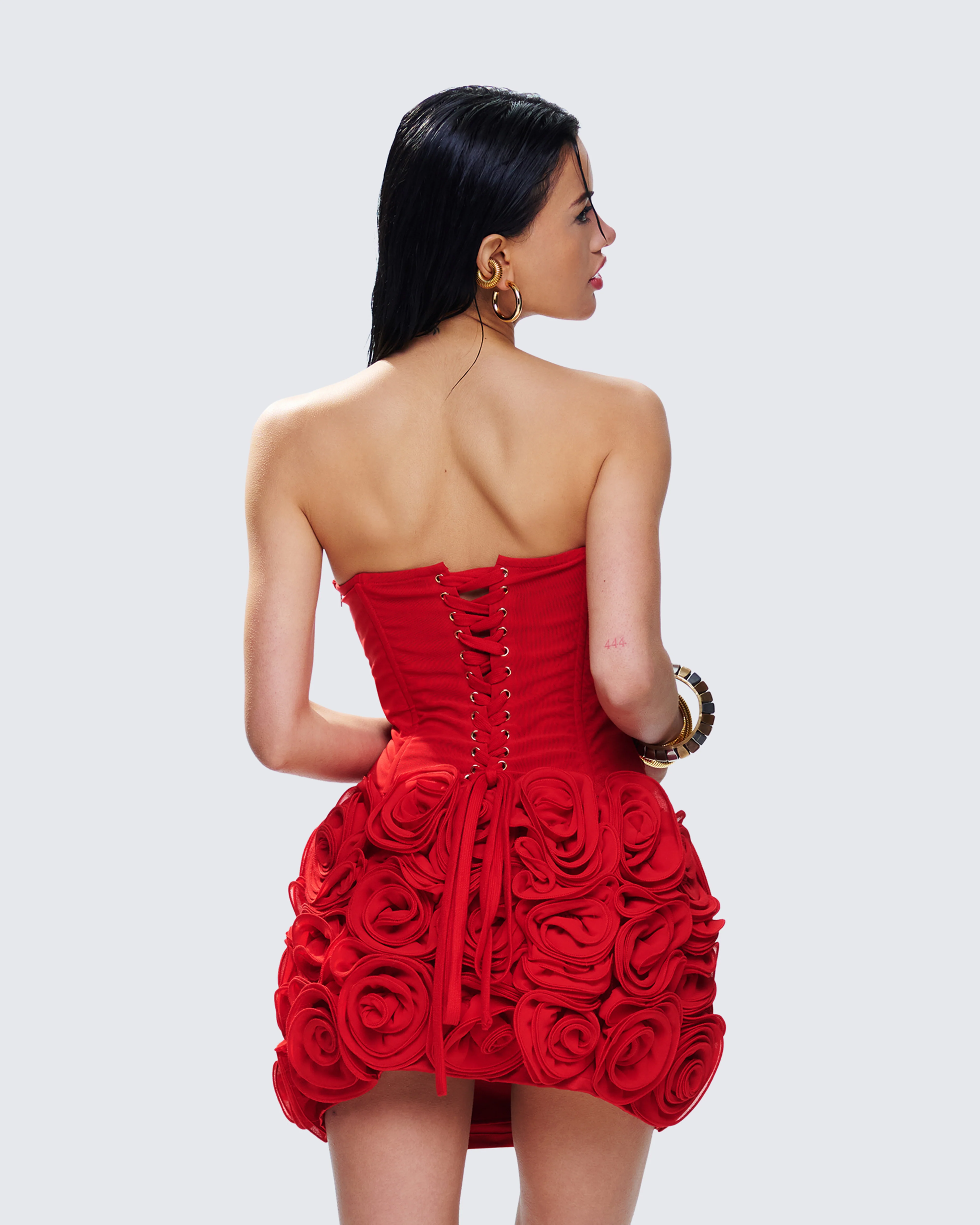 Tayah Red Mesh Corset Top - Image 7