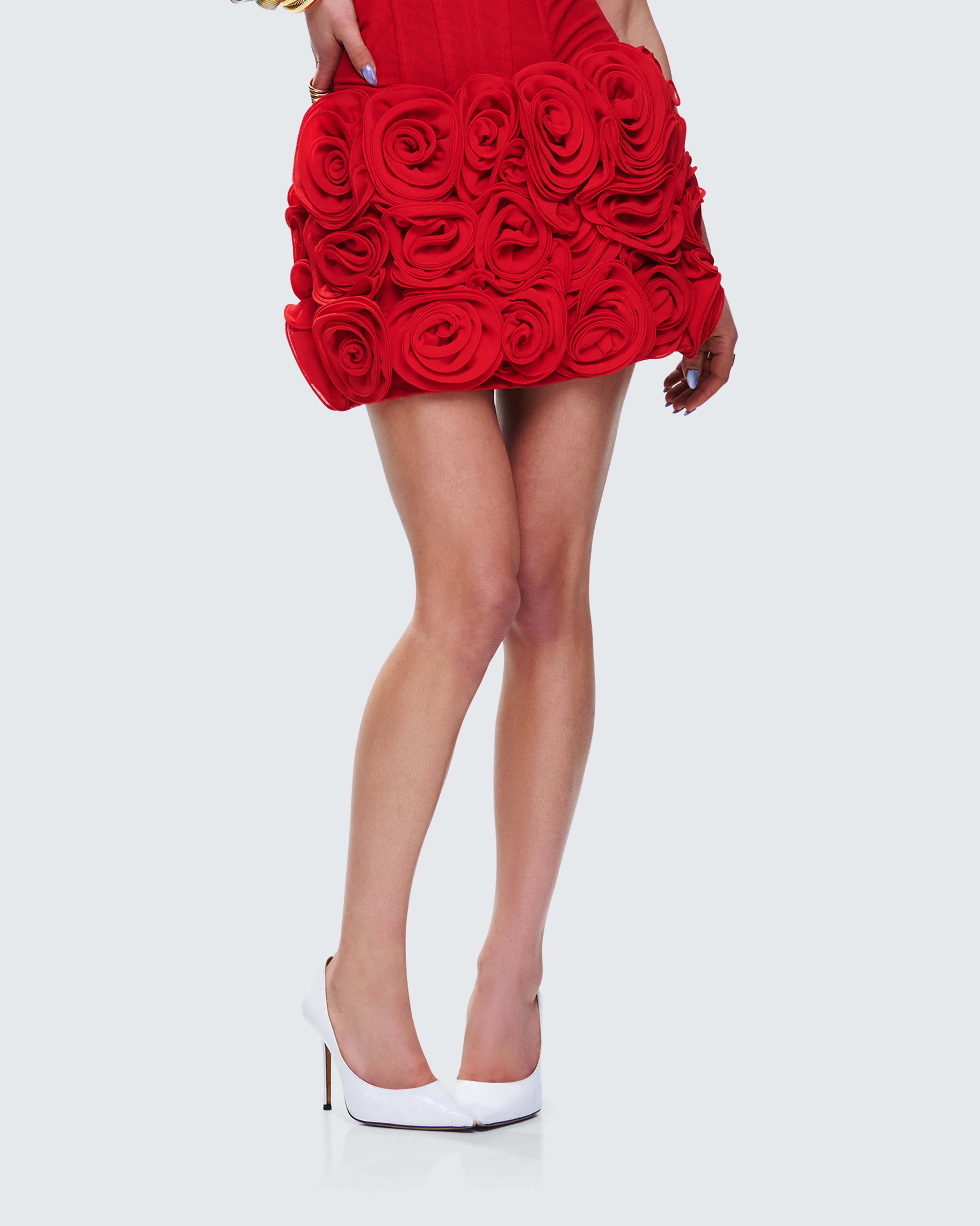 Tayah Red Ruffle Applique Mini Skirt - Image 3