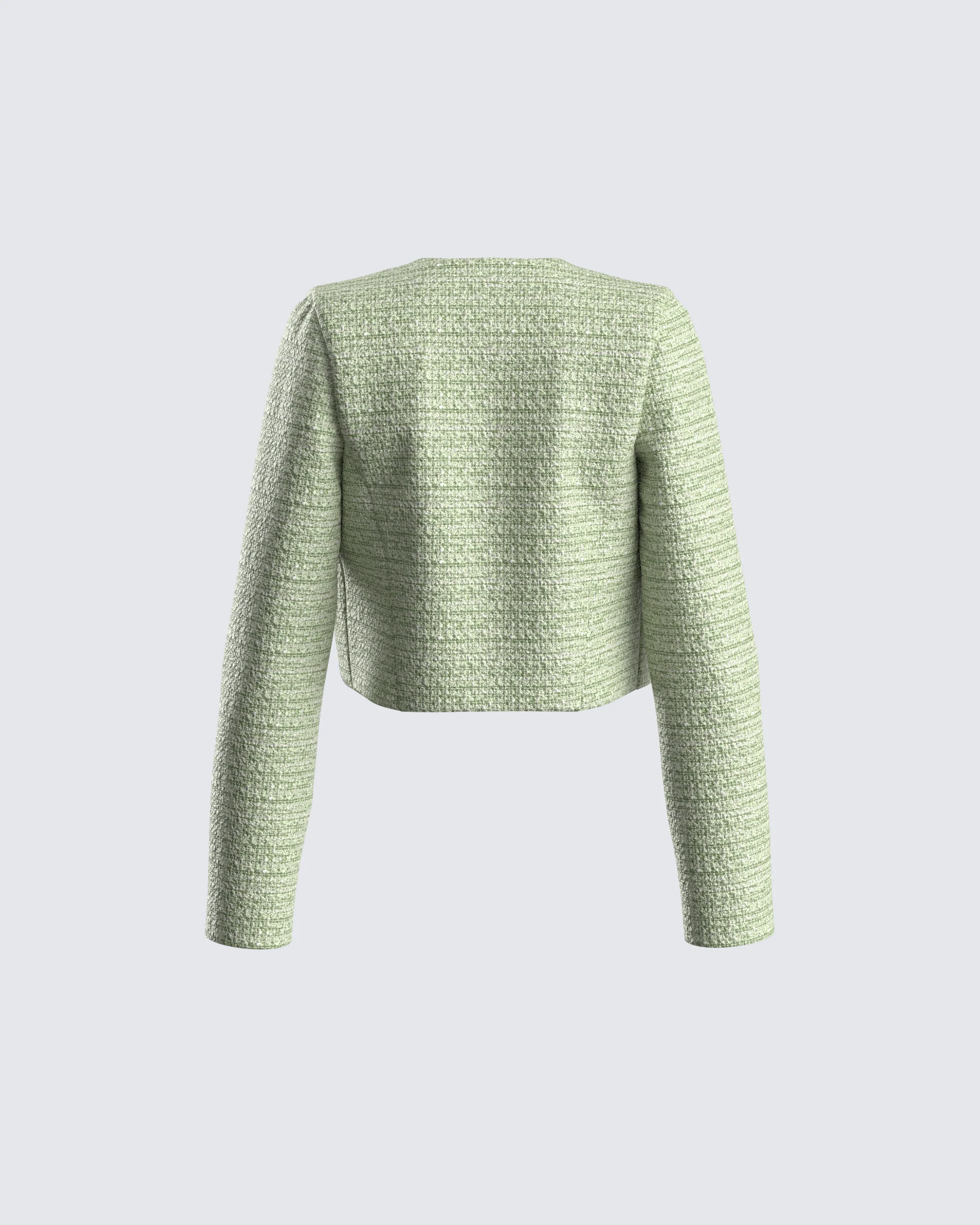 Tess Green Tweed Crop Jacket - Image 3