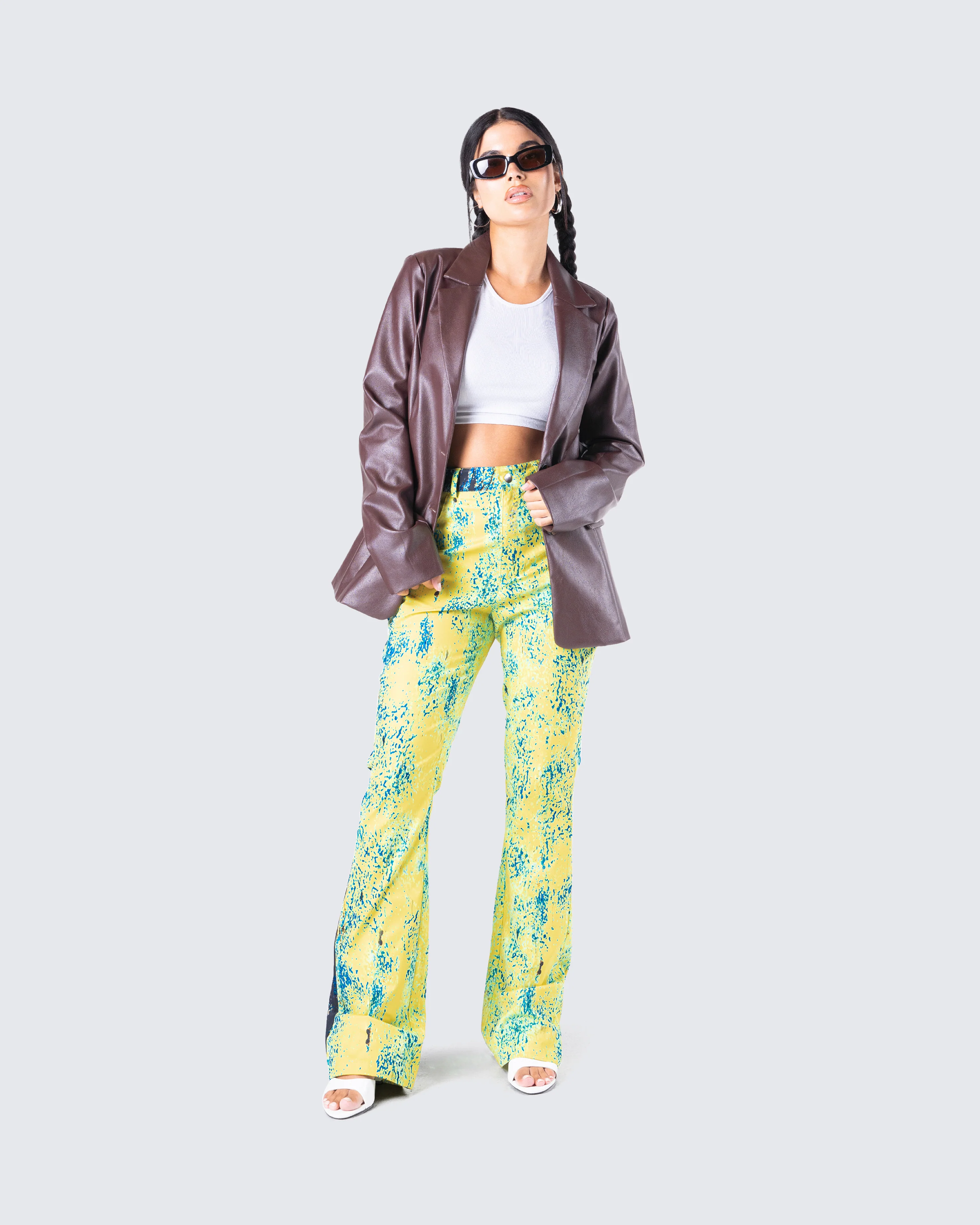 Thea Brown Vegan Leather Blazer - Image 7