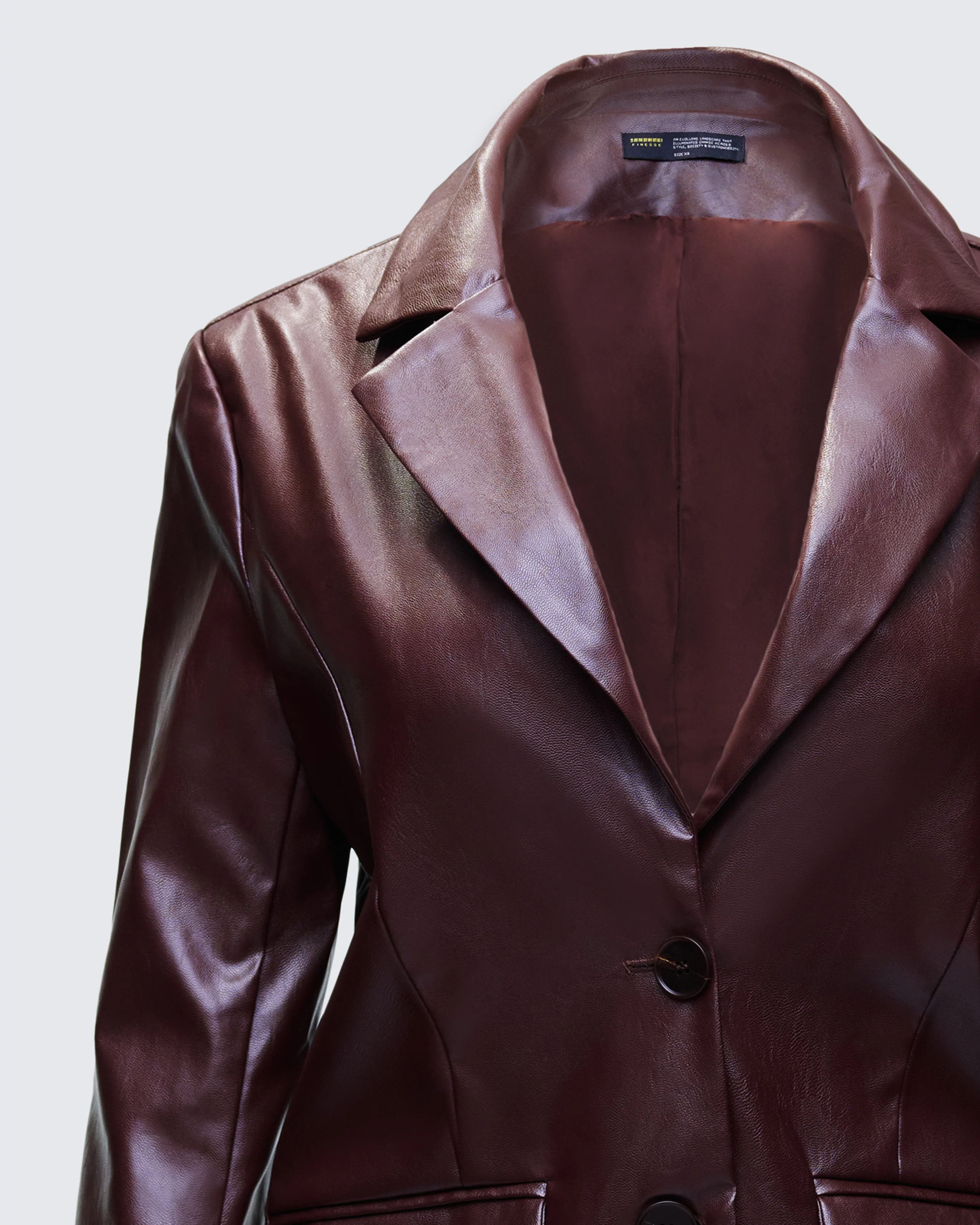 Thea Brown Vegan Leather Blazer - Image 8
