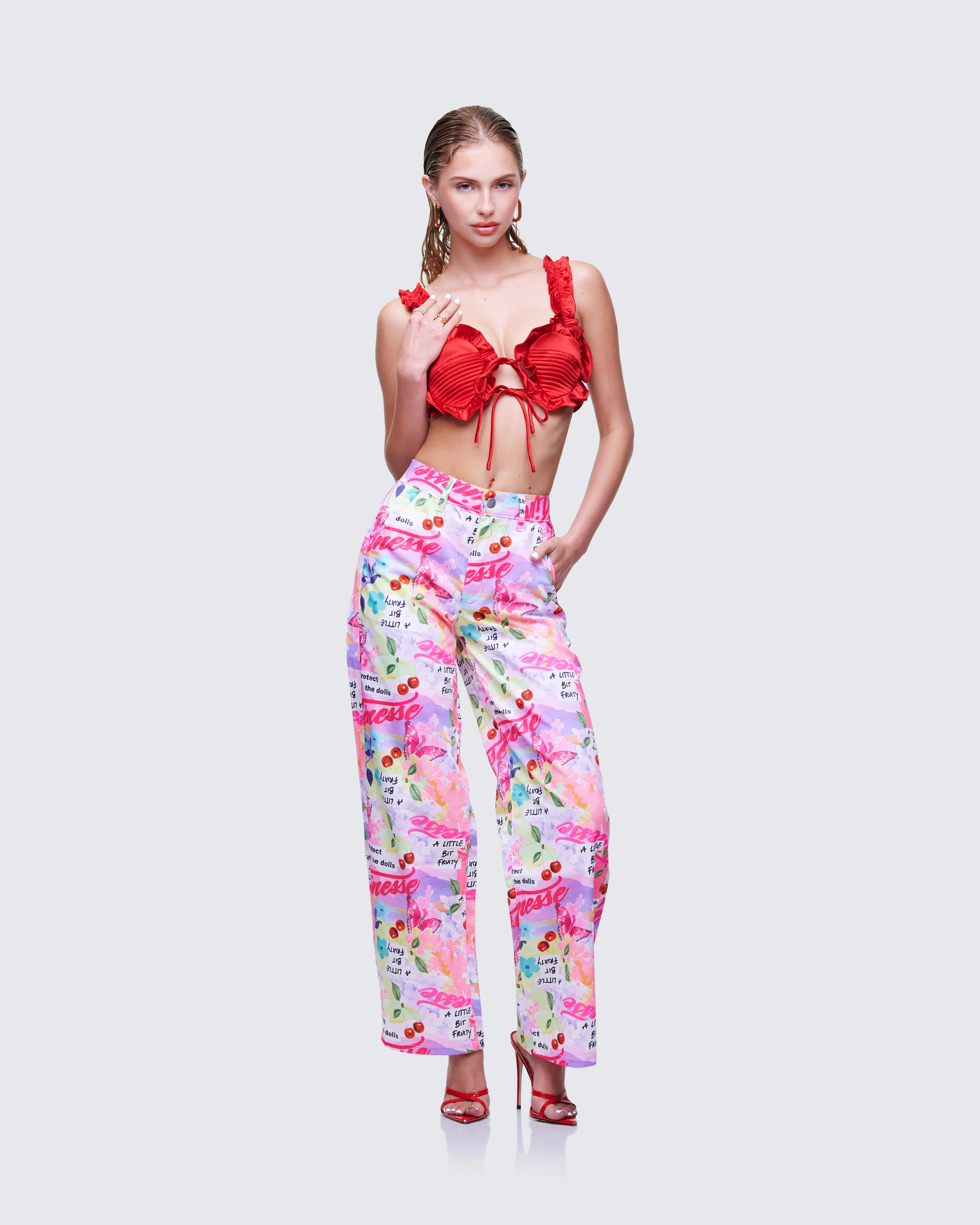 Thelma Red Padded Heart Bra Top - Image 5