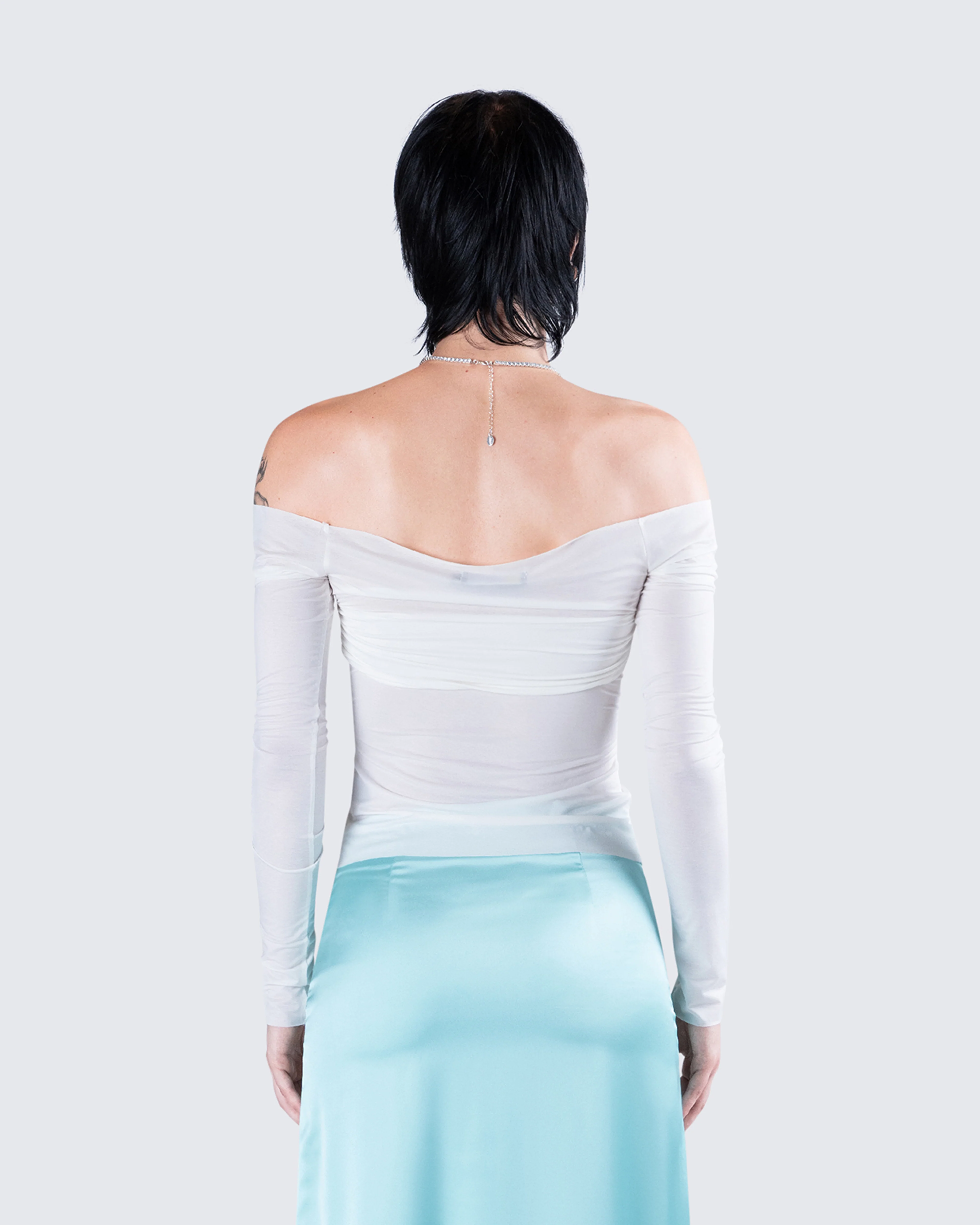 Theo White Sheer Knit Top - Image 7