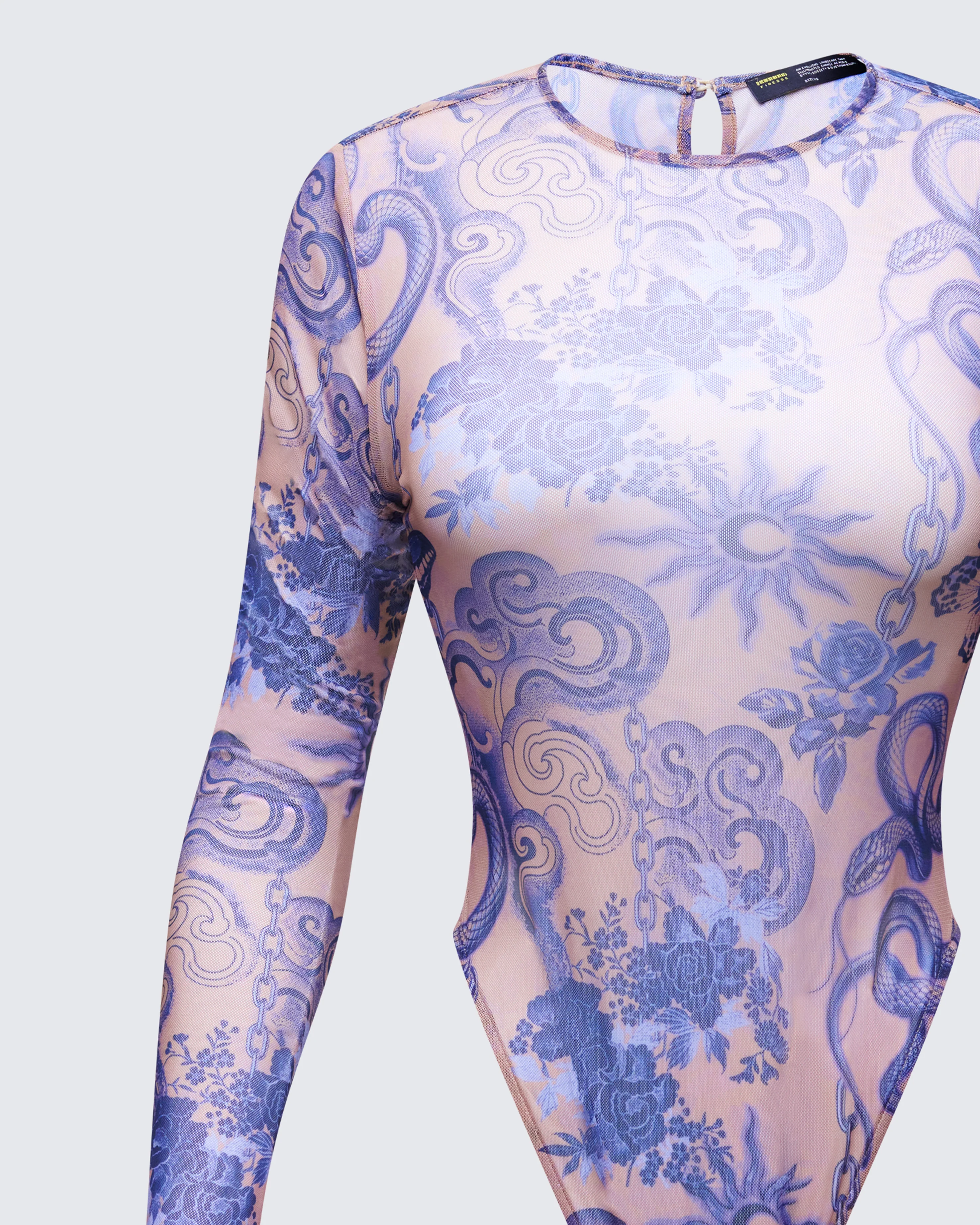 Thorne Multi Mesh Tattoo Printed Bodysuit - Image 6
