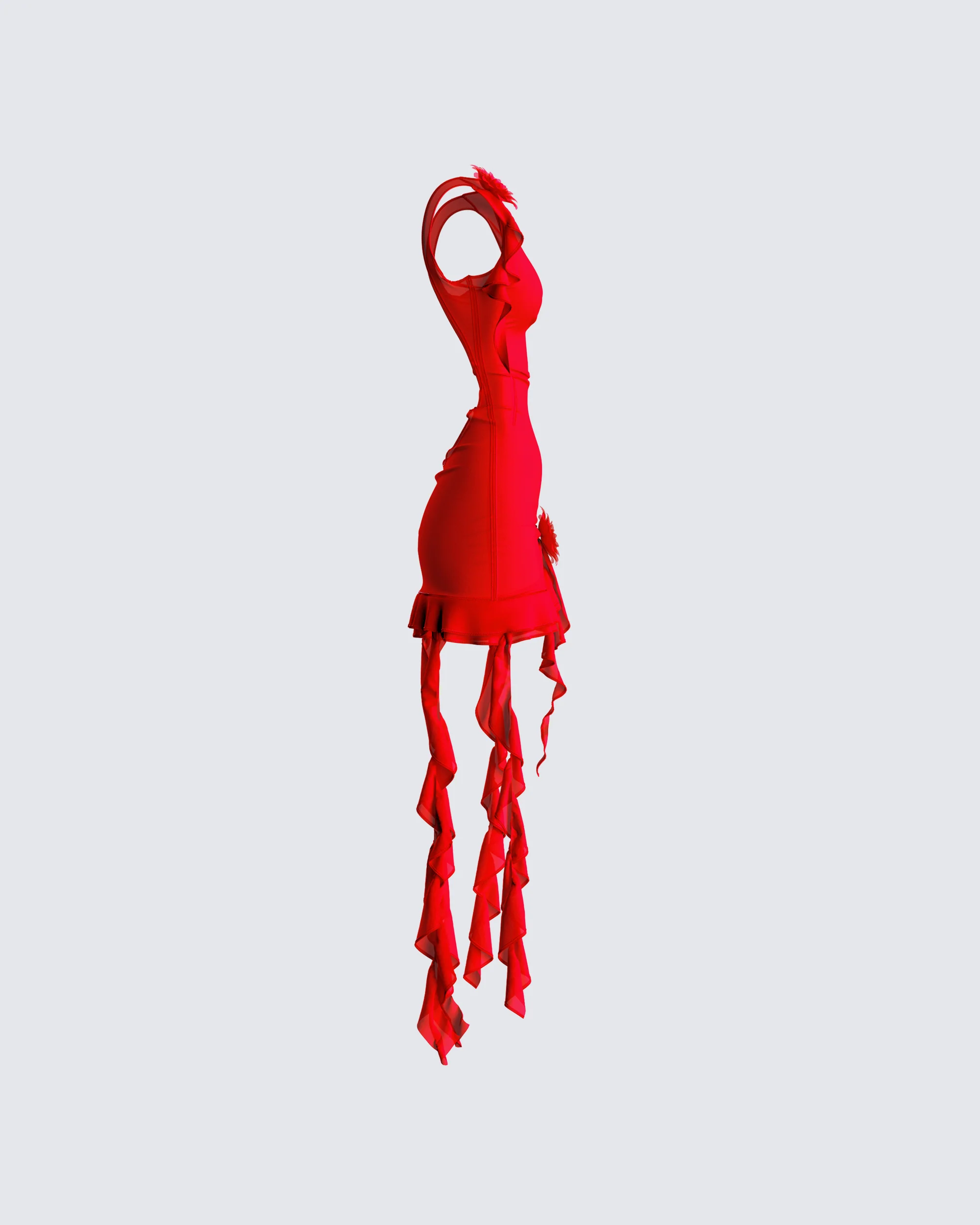 Tiana Red Ruffle Rosette Dress - Image 2