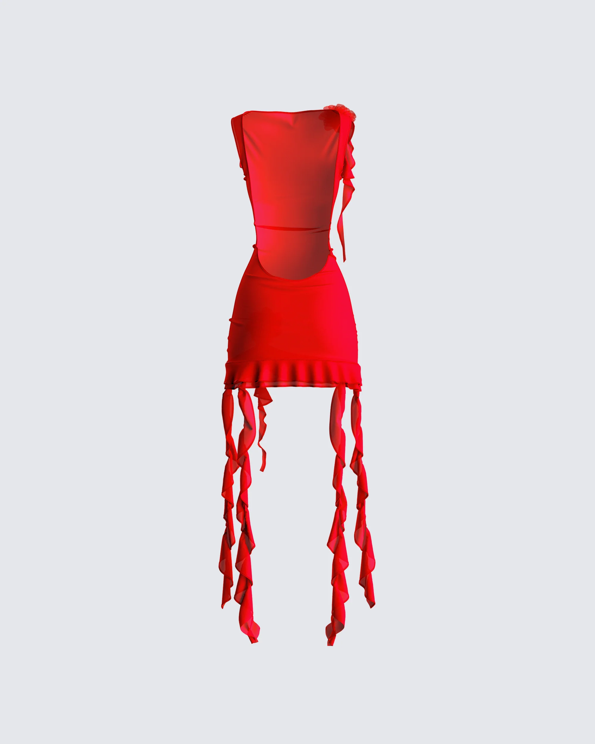 Tiana Red Ruffle Rosette Dress - Image 3