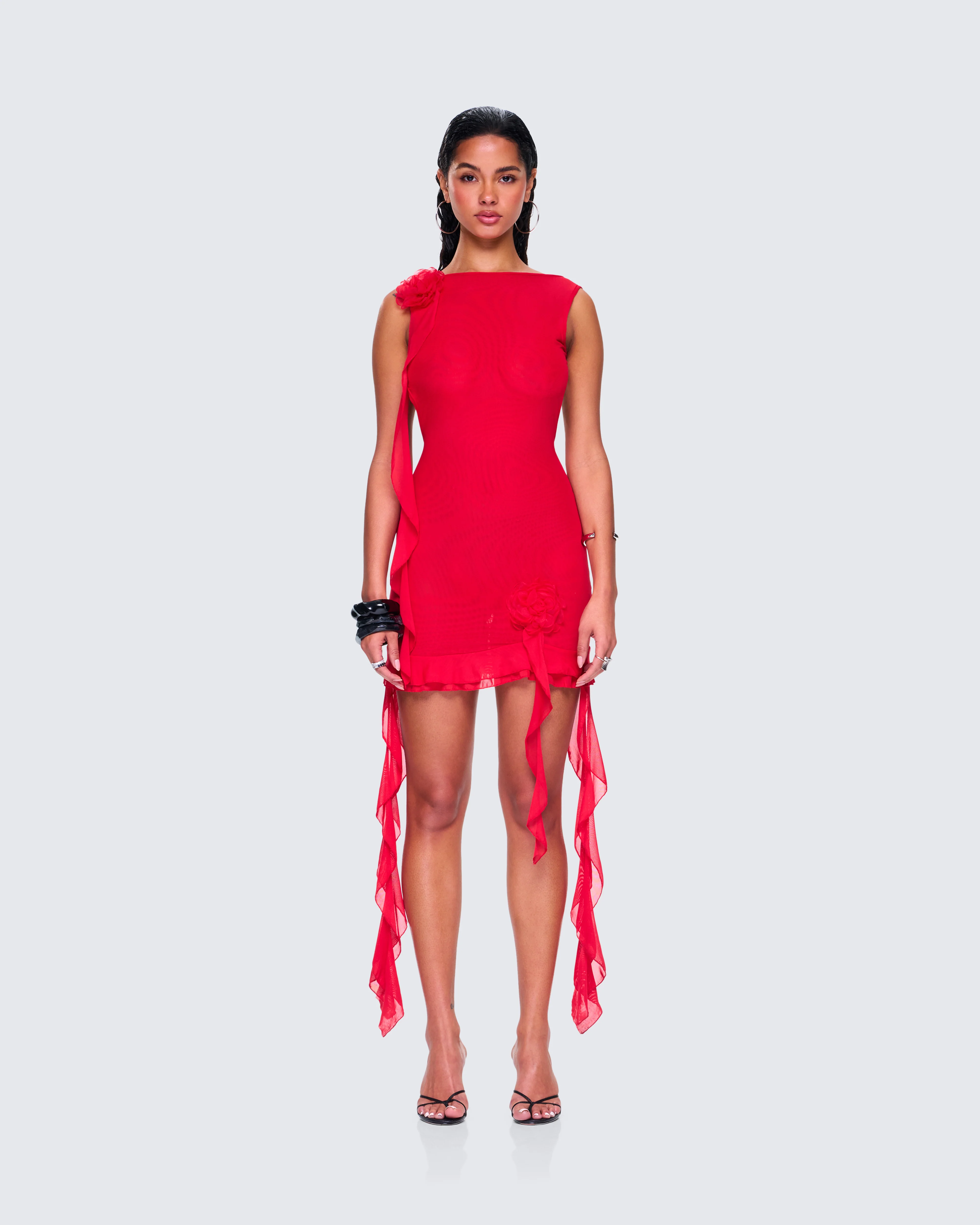 Tiana Red Ruffle Rosette Dress - Image 4