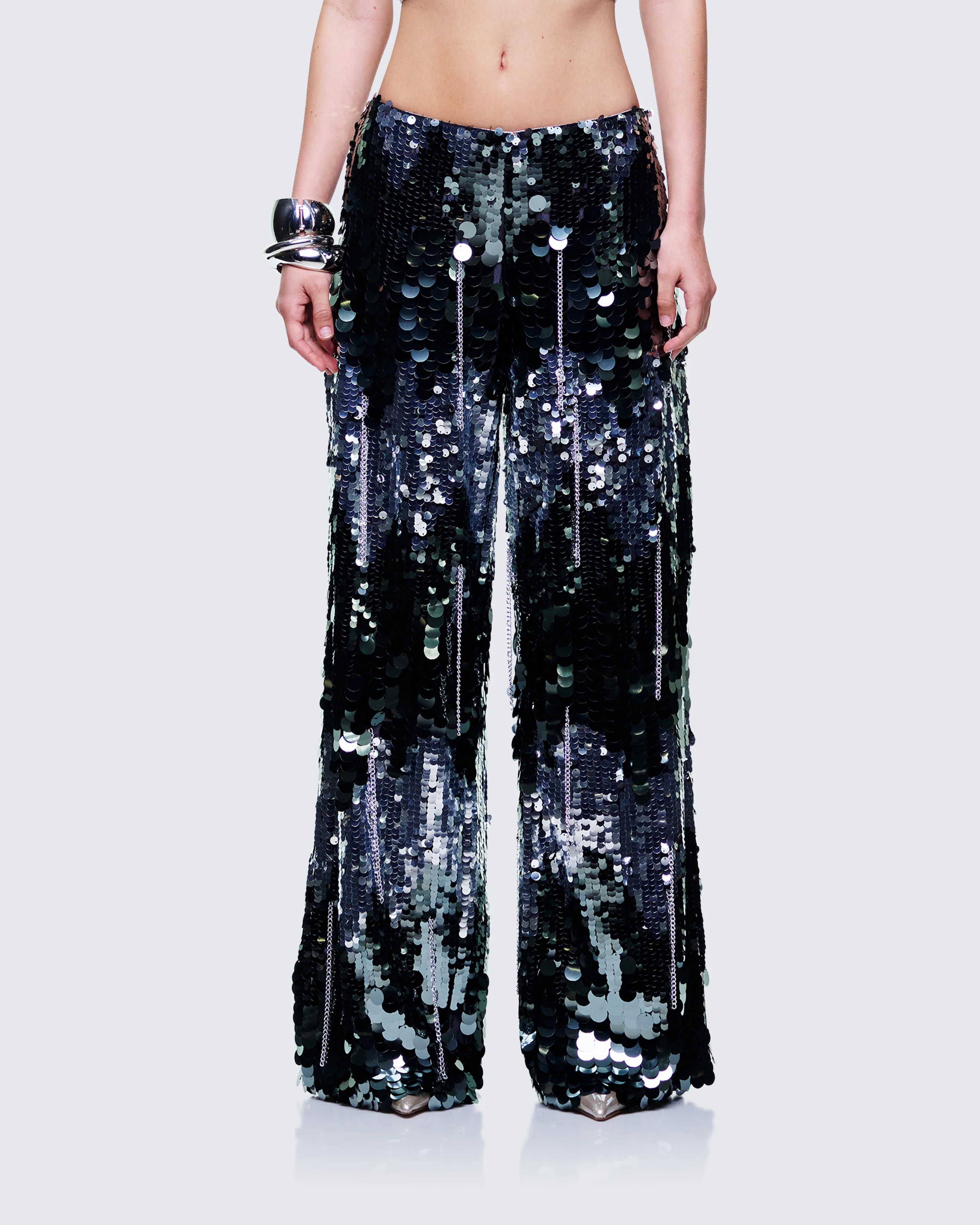 Tiva Silver Sequin High Waisted Pants - Image 2