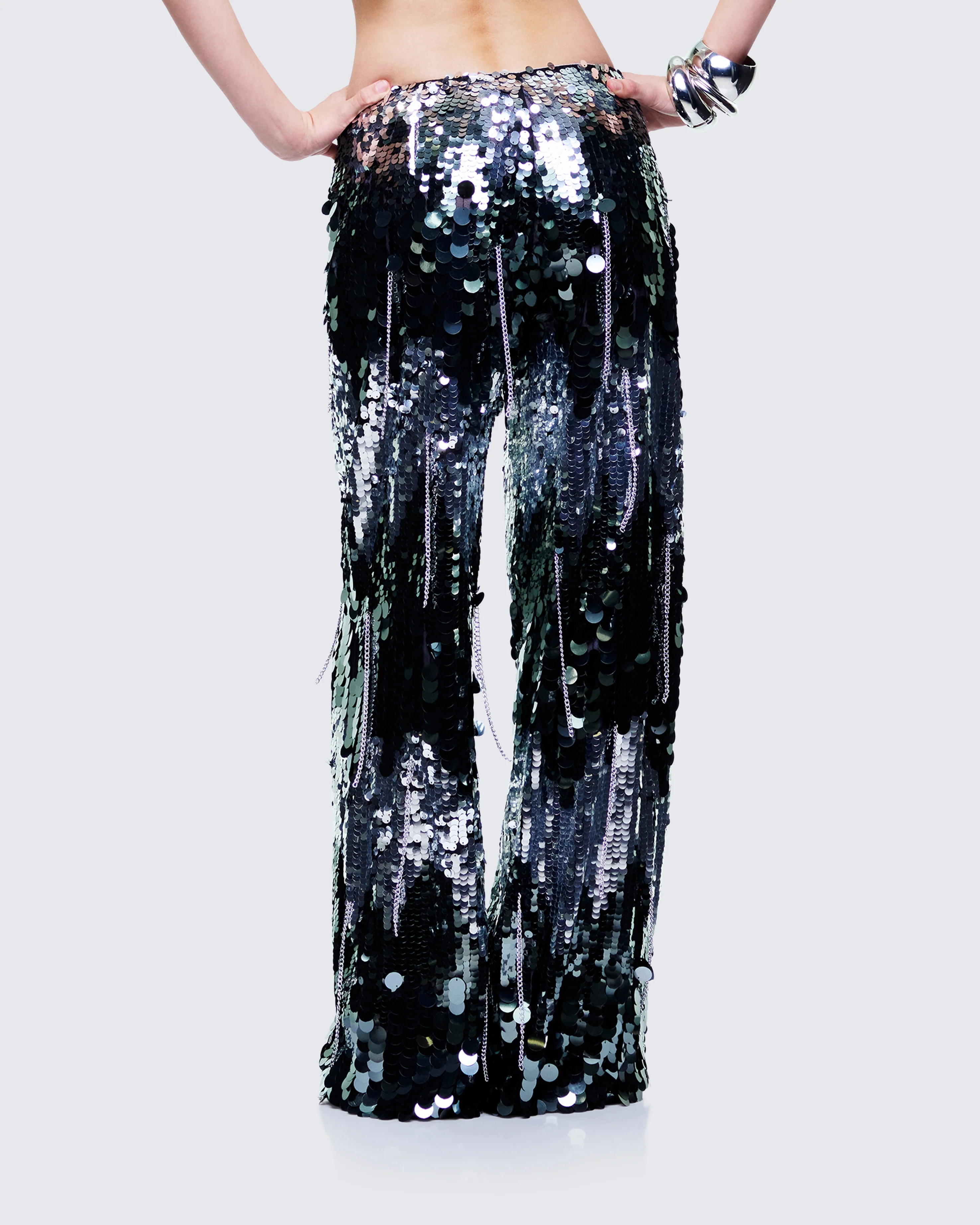 Tiva Silver Sequin High Waisted Pants - Image 4