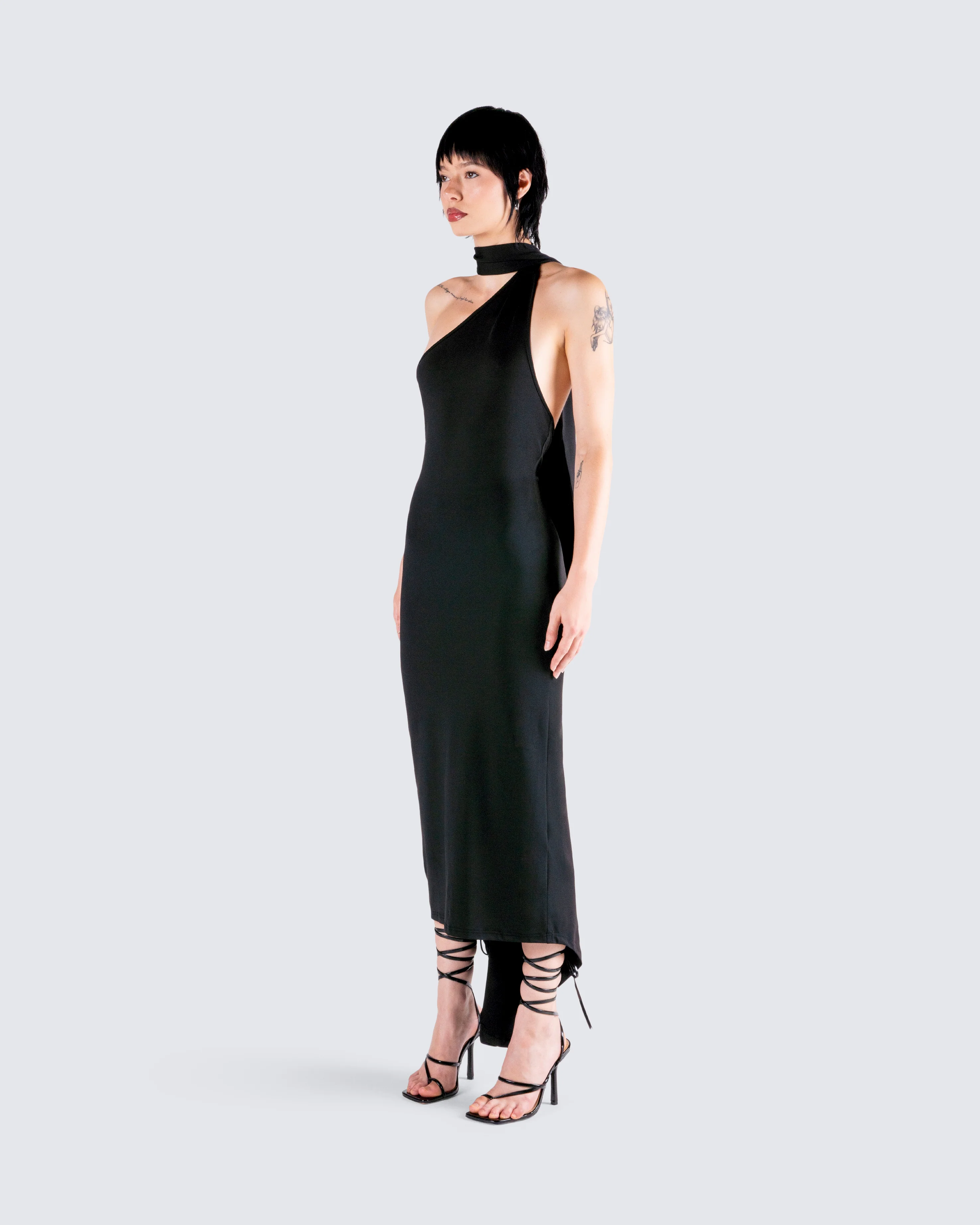 Toni Black One Shoulder Dress - Image 5