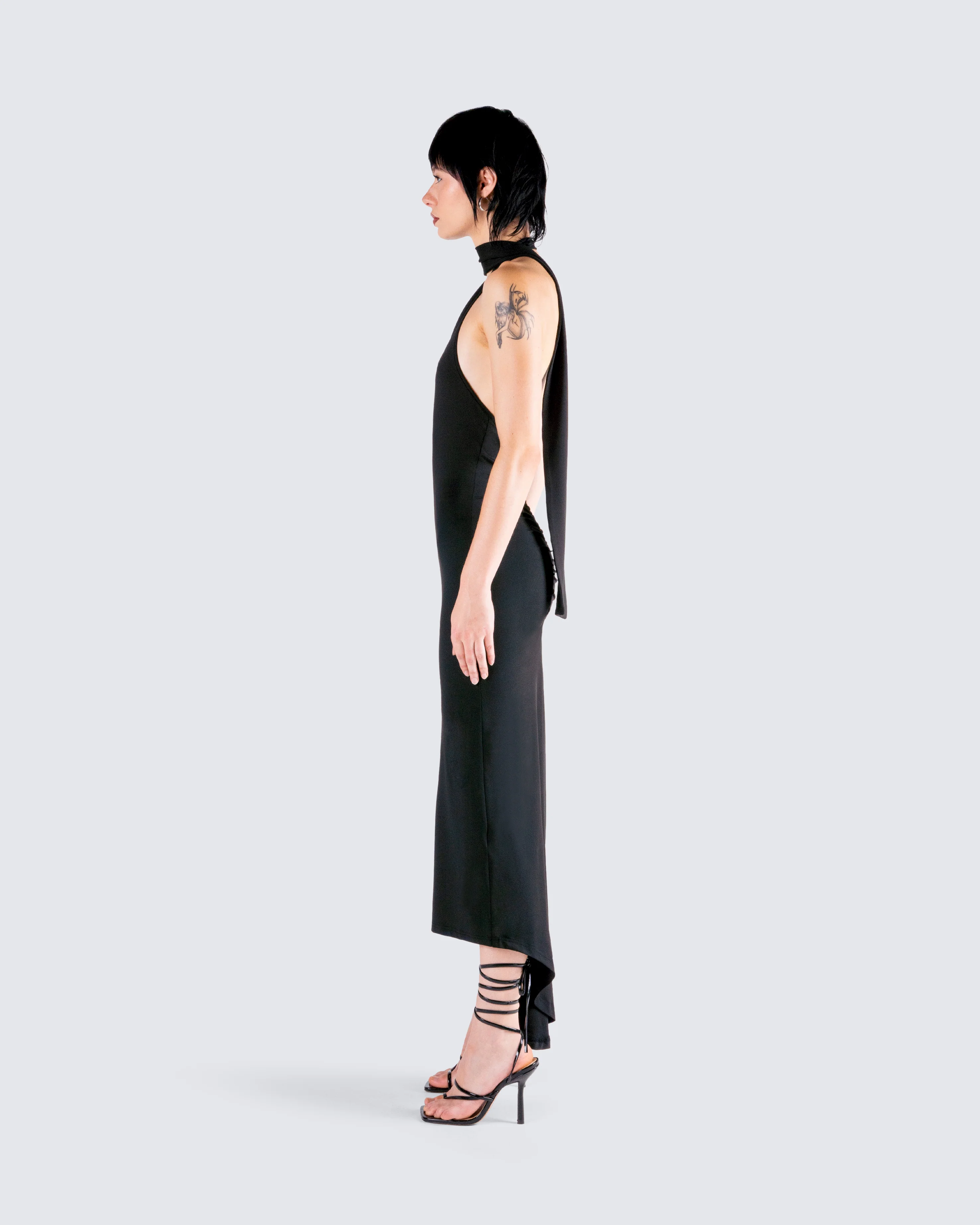 Toni Black One Shoulder Dress - Image 6