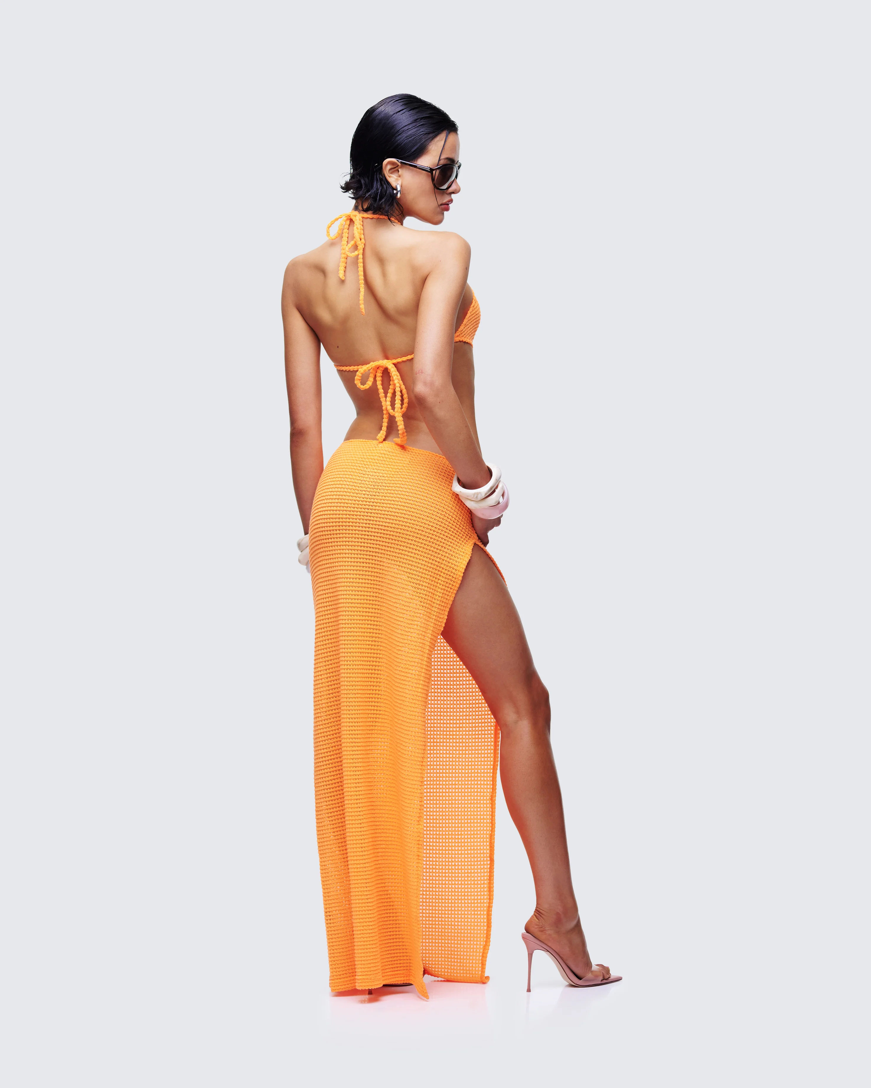 Tovi Orange Open Knit Maxi Dress - Image 5