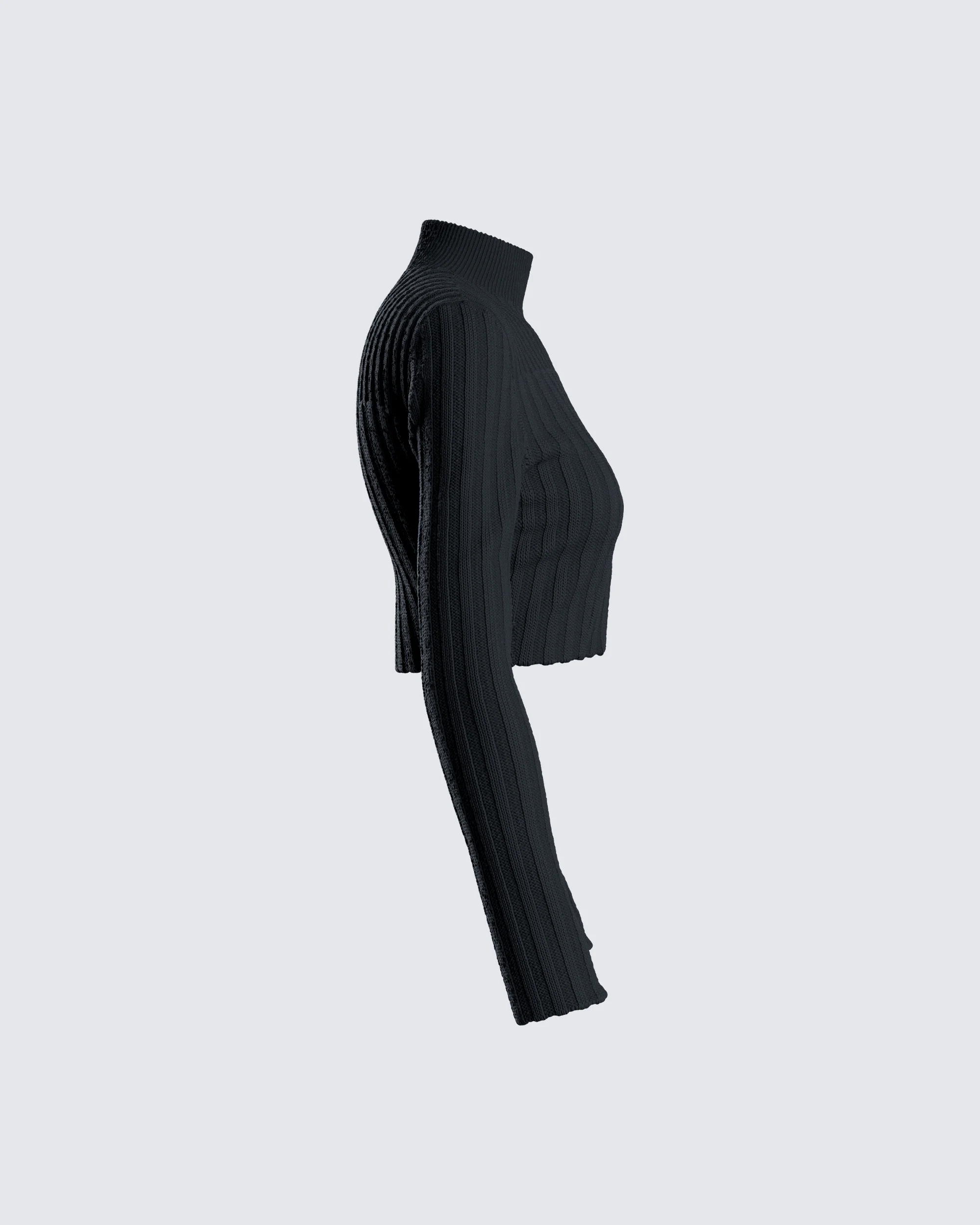 Travis Black Sweater Knit Top - Image 2