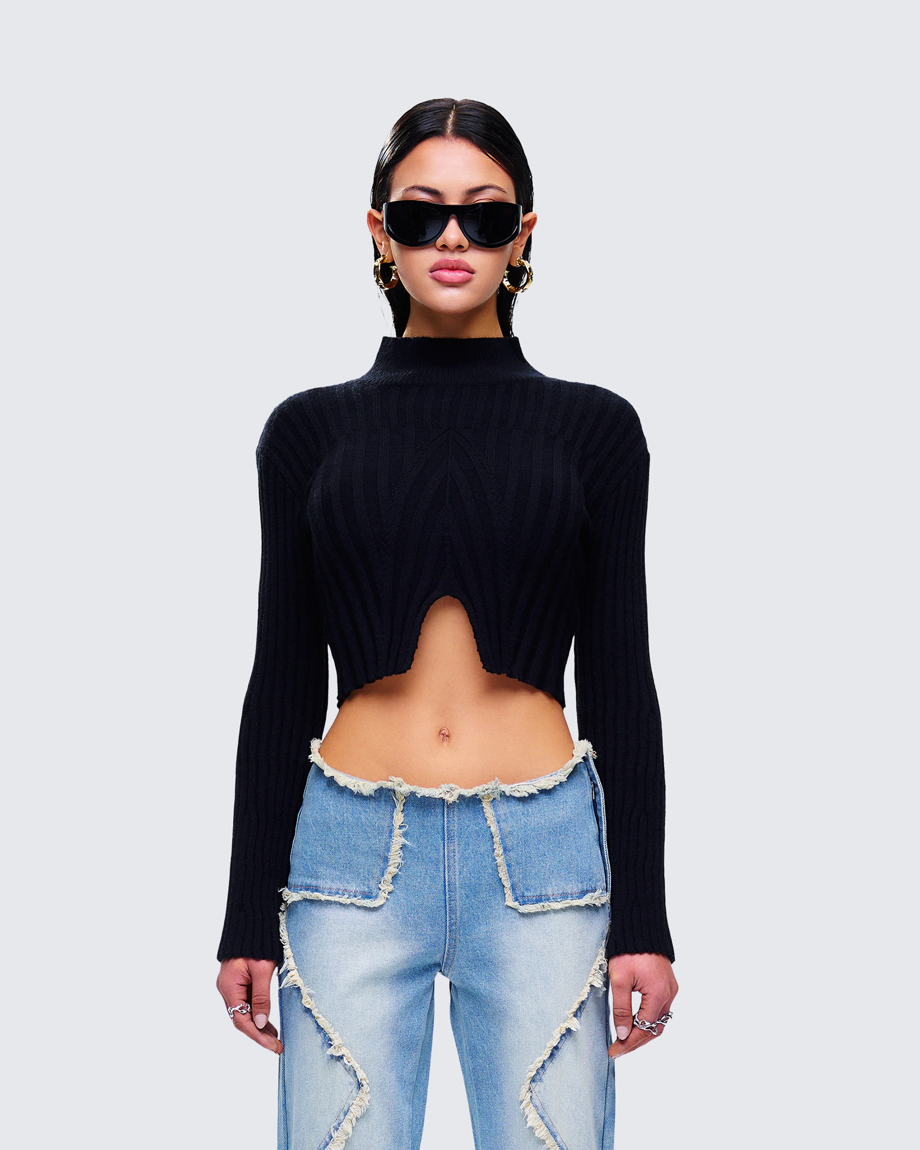 Travis Black Sweater Knit Top - Image 4