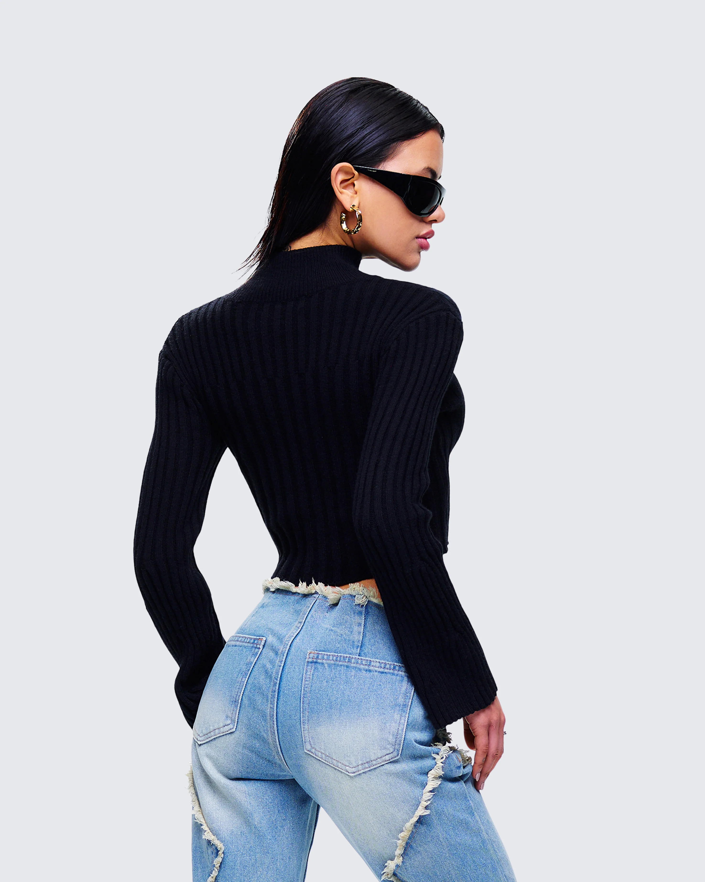 Travis Black Sweater Knit Top - Image 7