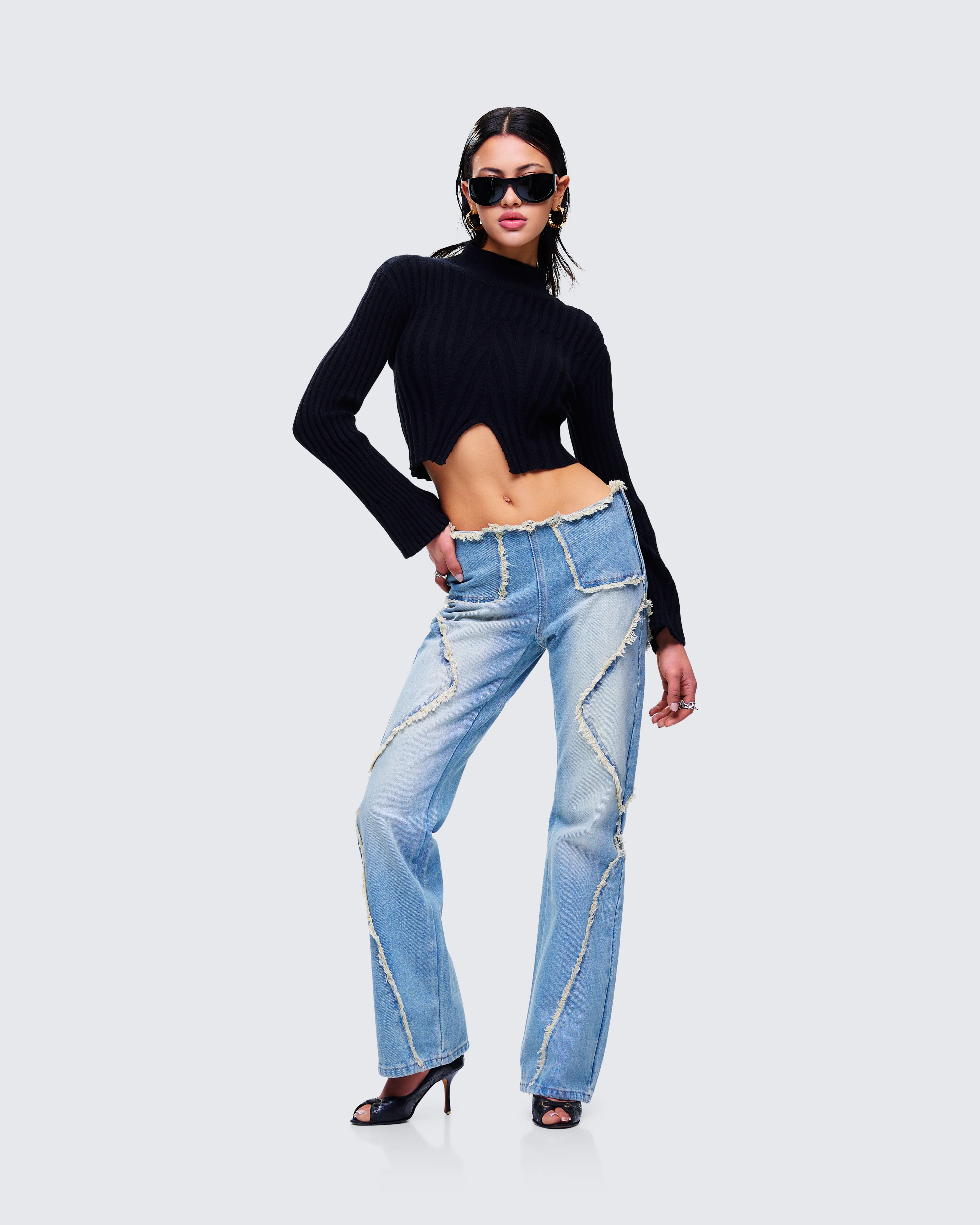 Travis Black Sweater Knit Top - Image 8