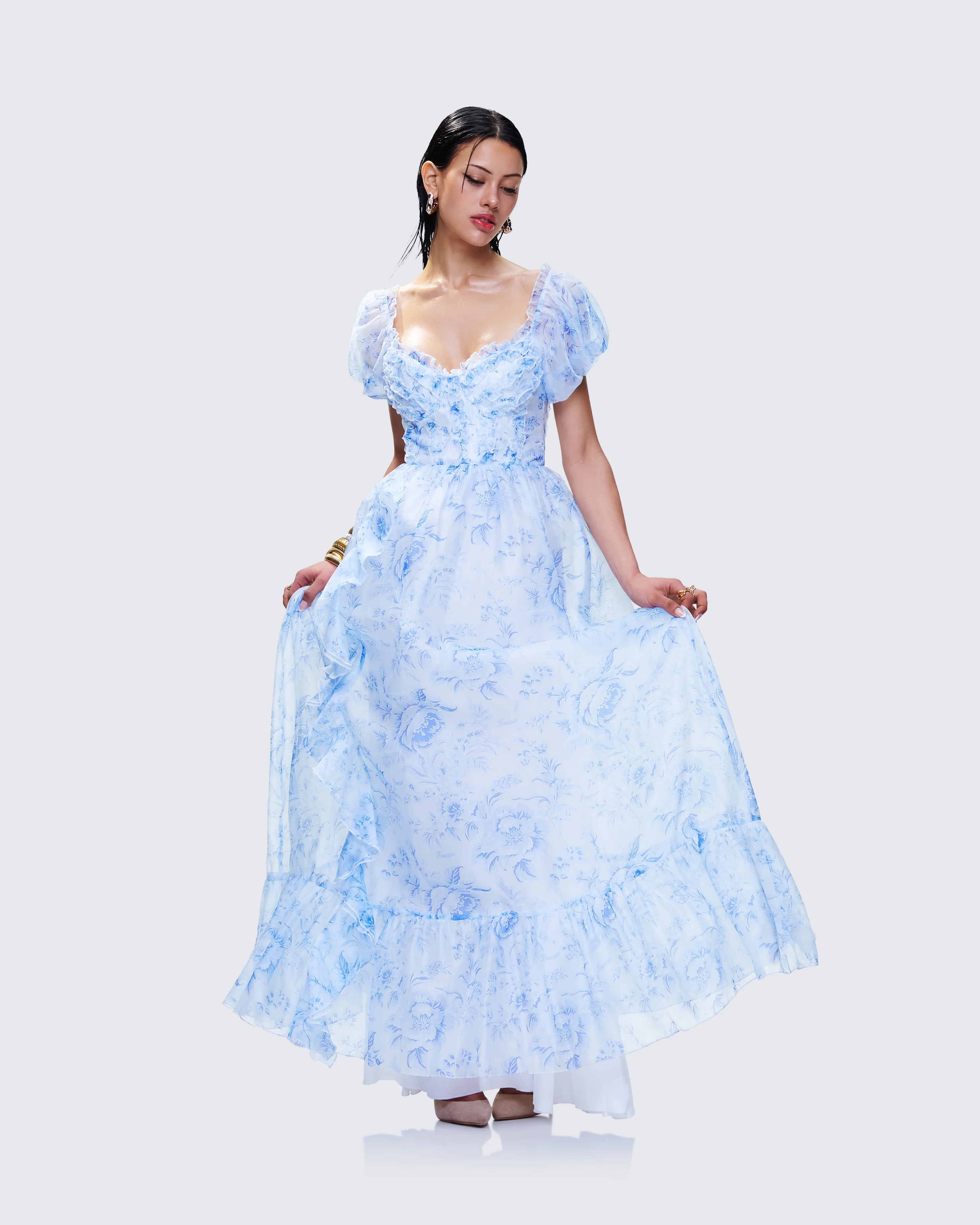 Tressa Blue Flower Print Maxi Dress - Image 5