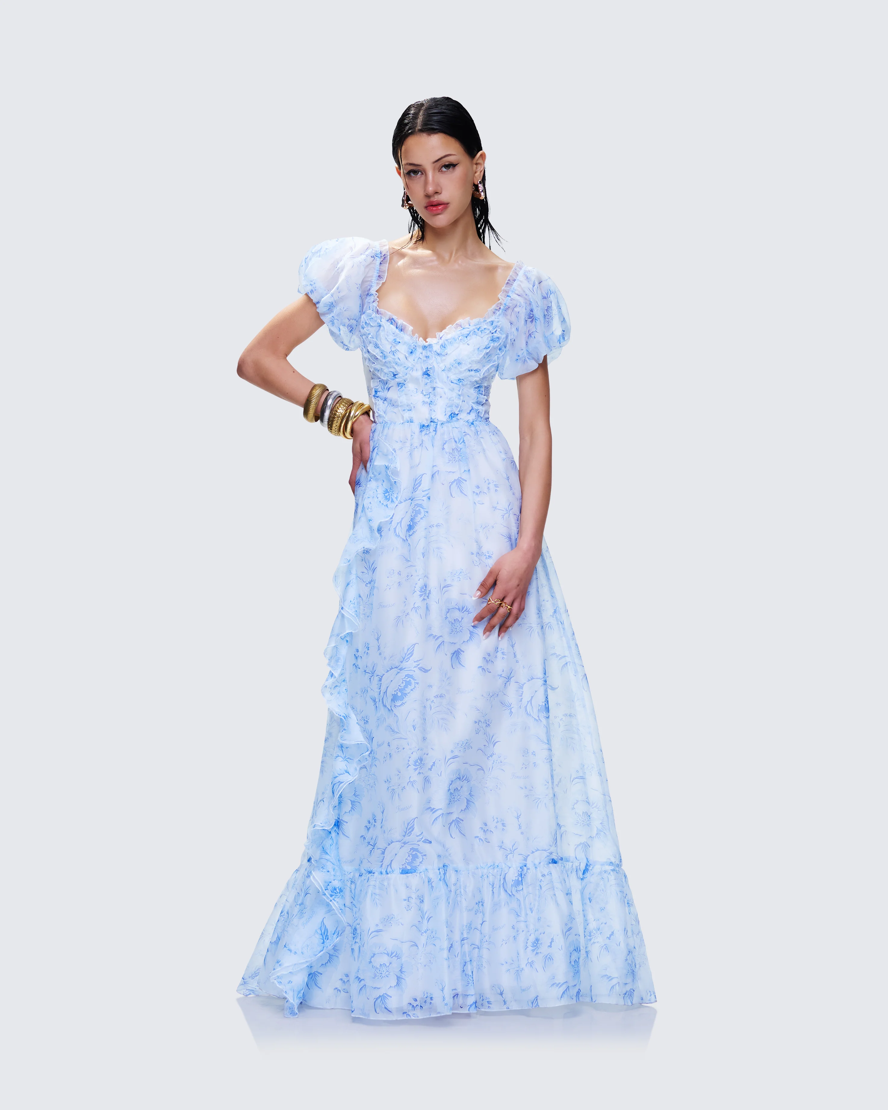 Tressa Blue Flower Print Maxi Dress - Image 6