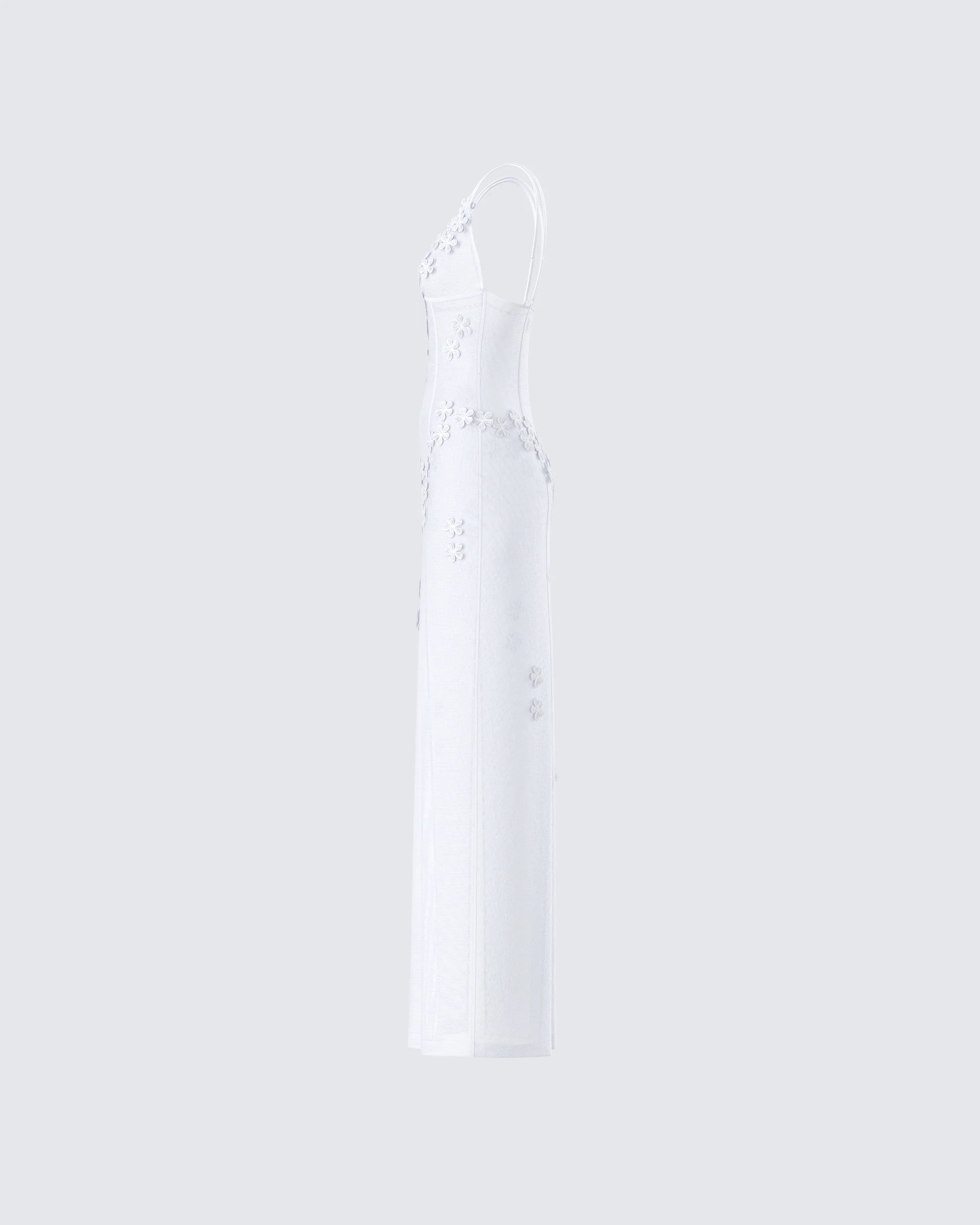 Twyla White Floral Mesh Maxi Dress - Image 2