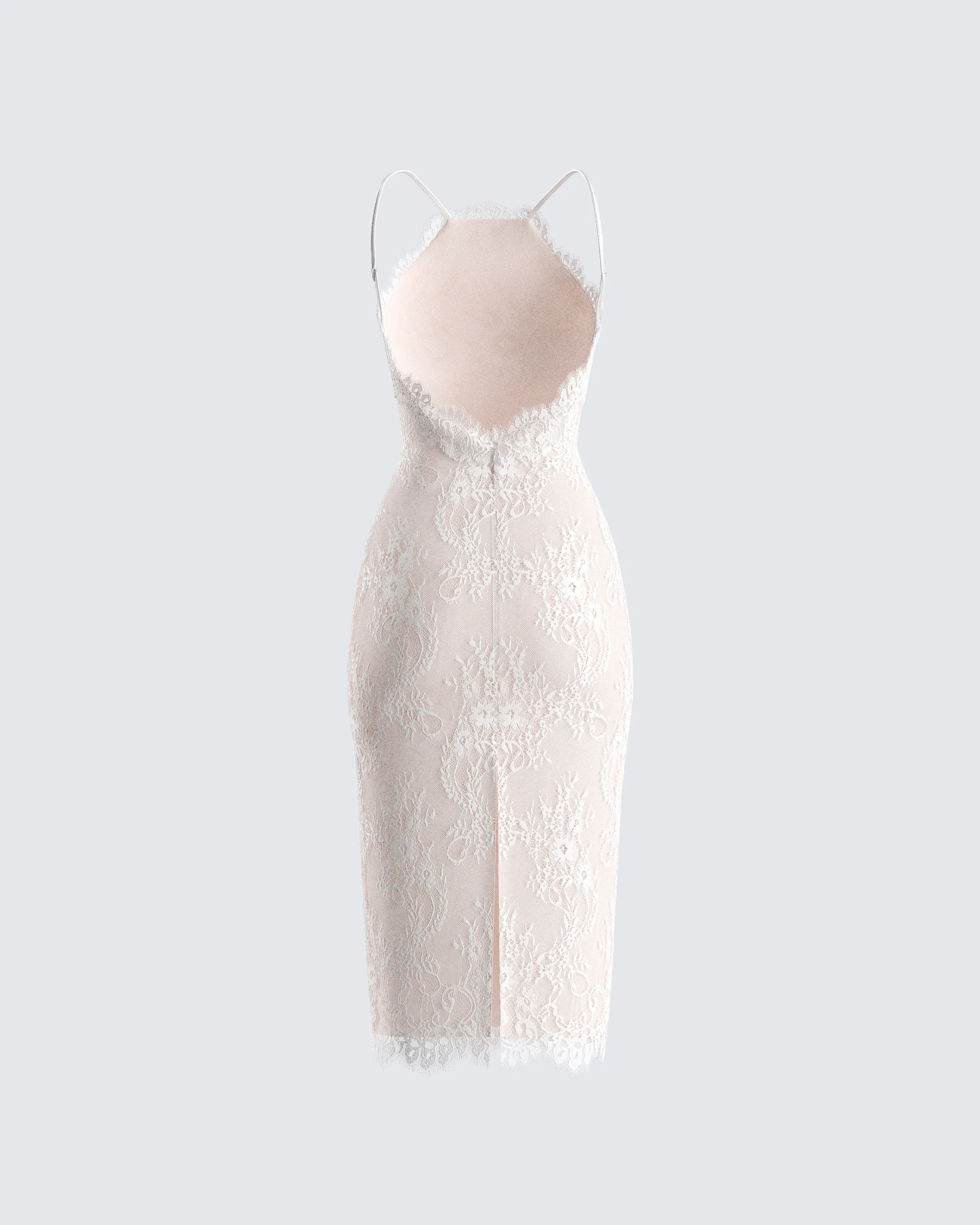Tyra Ivory Lace Halter Midi Dress - Image 3