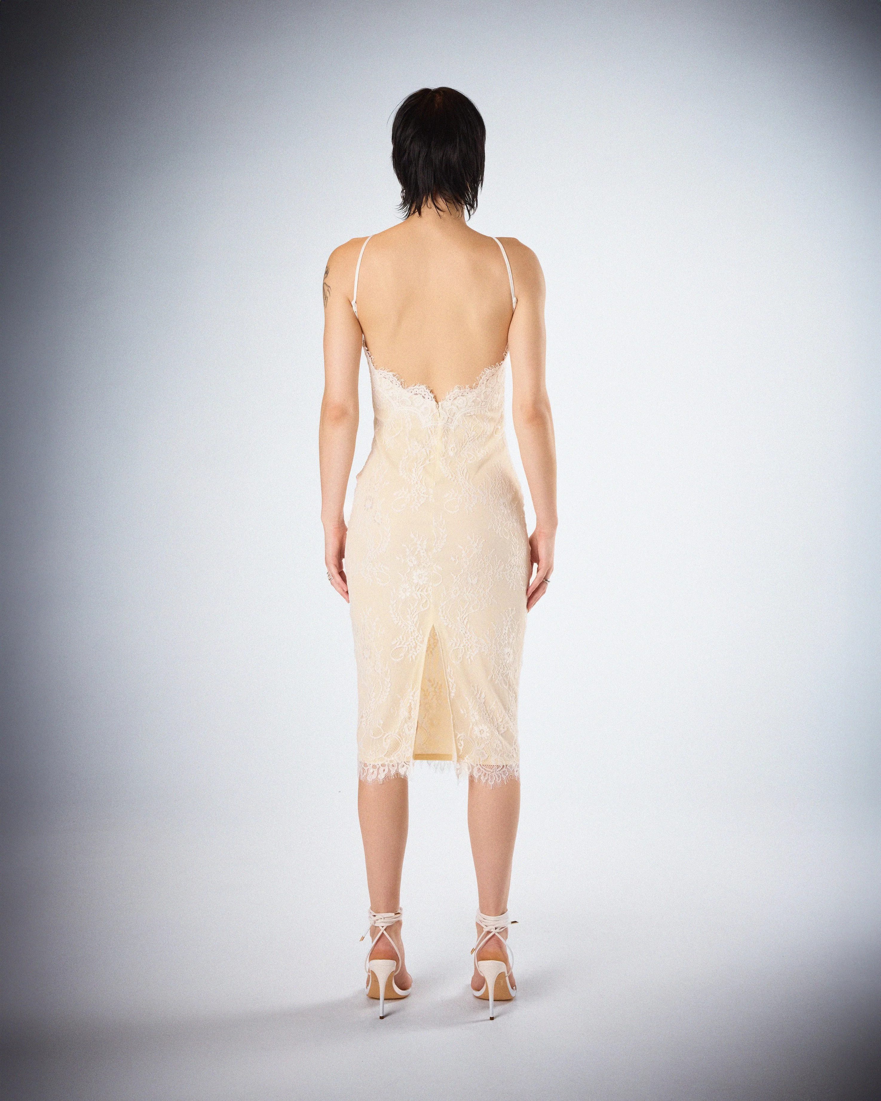 Tyra Ivory Lace Halter Midi Dress - Image 7