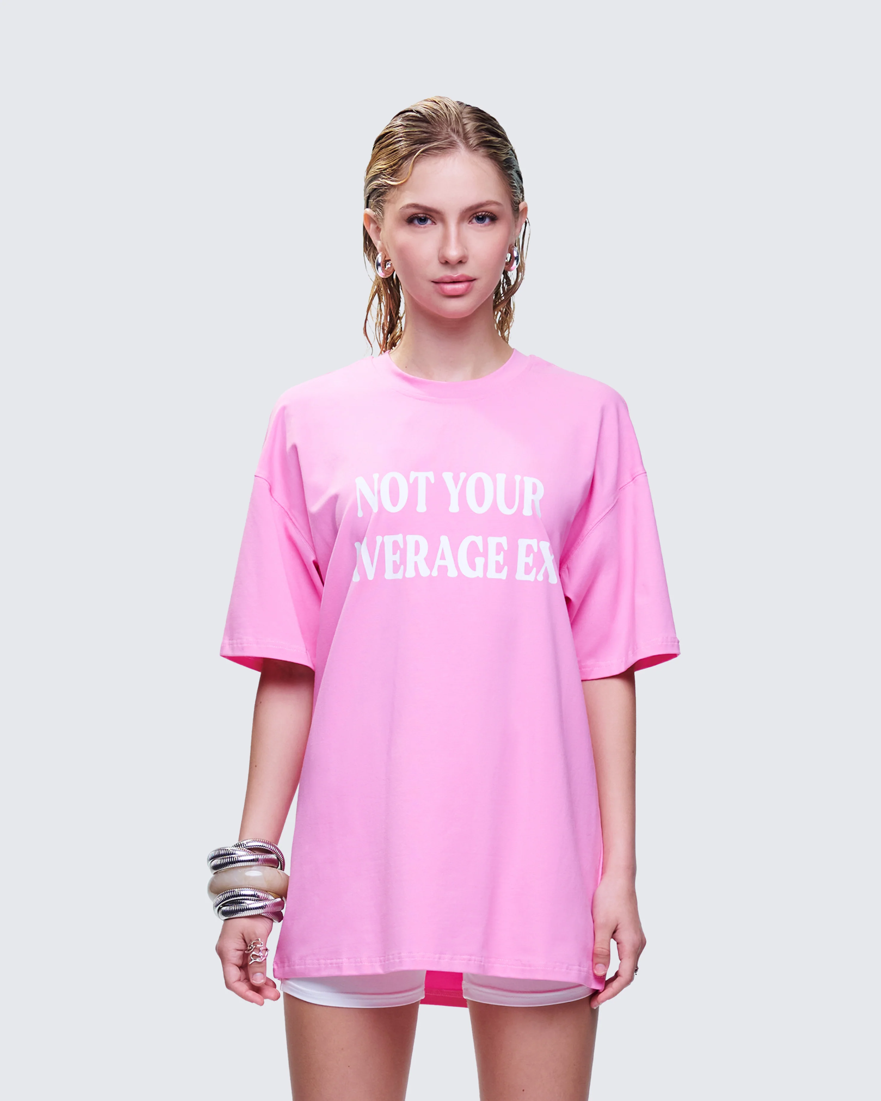 Ula Pink Printed Oversized Tee - Image 2