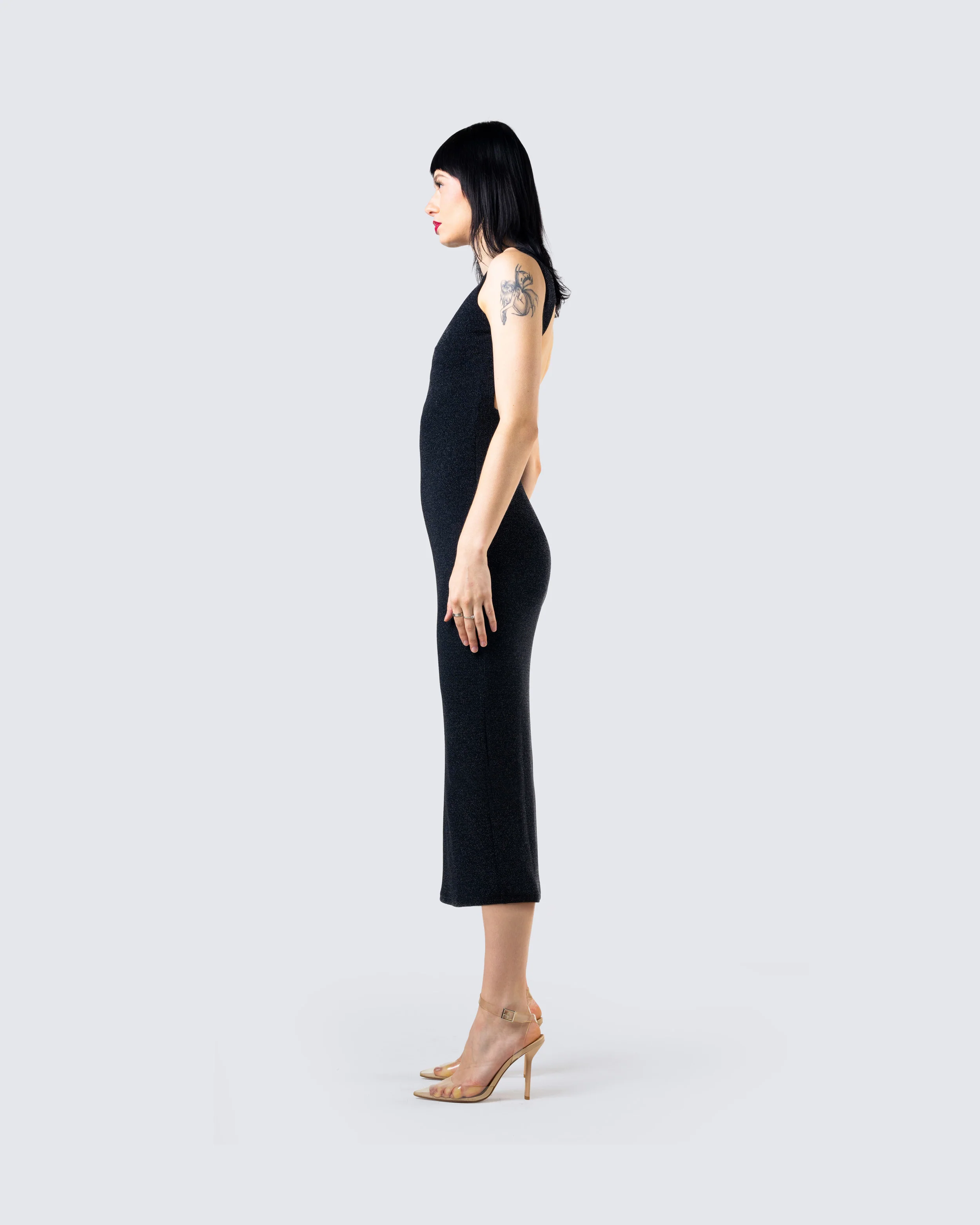 Umbra Black Shimmer Midi Dress - Image 5