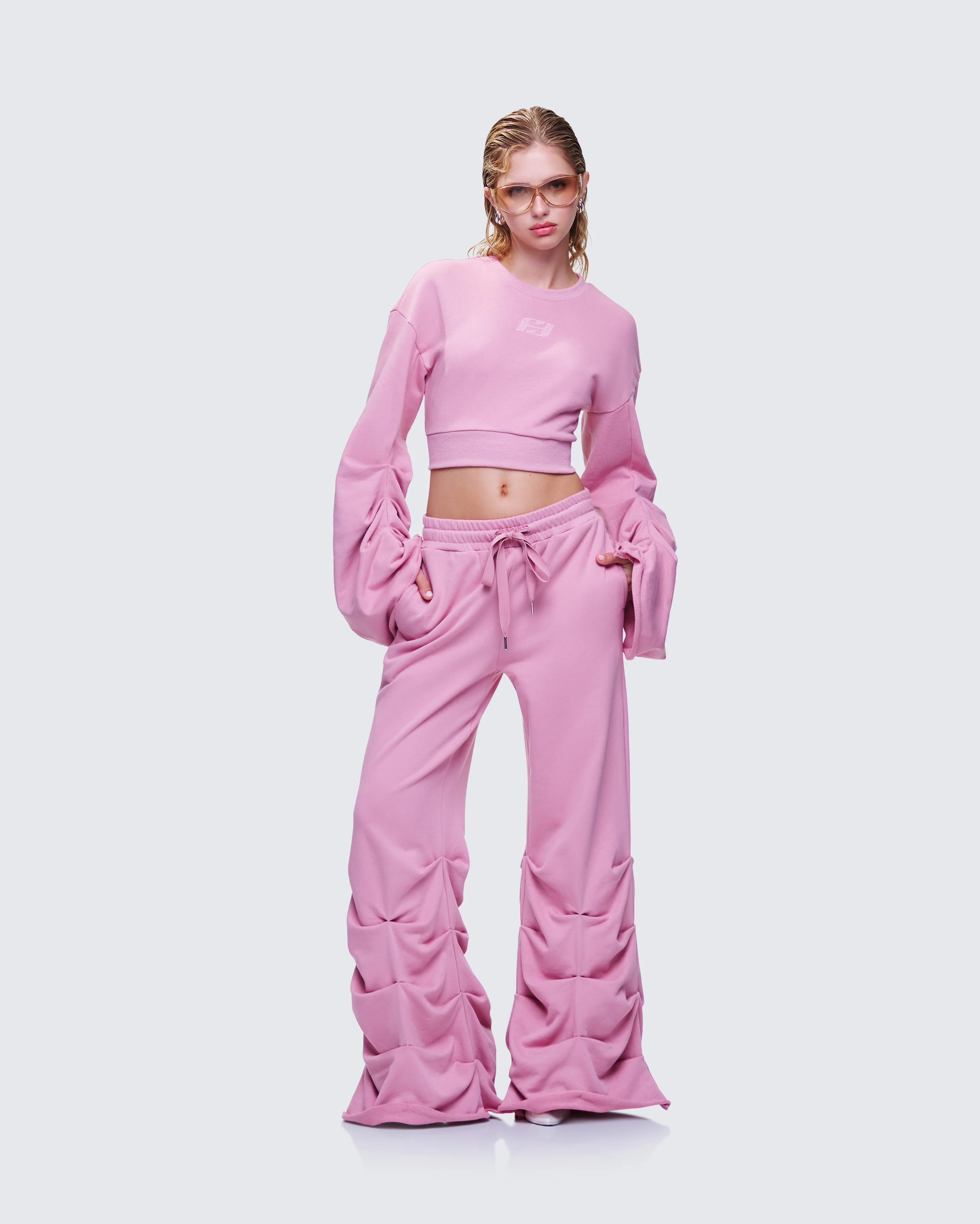 Una Pink Stacked Leg Toggle Sweatpant - Image 5