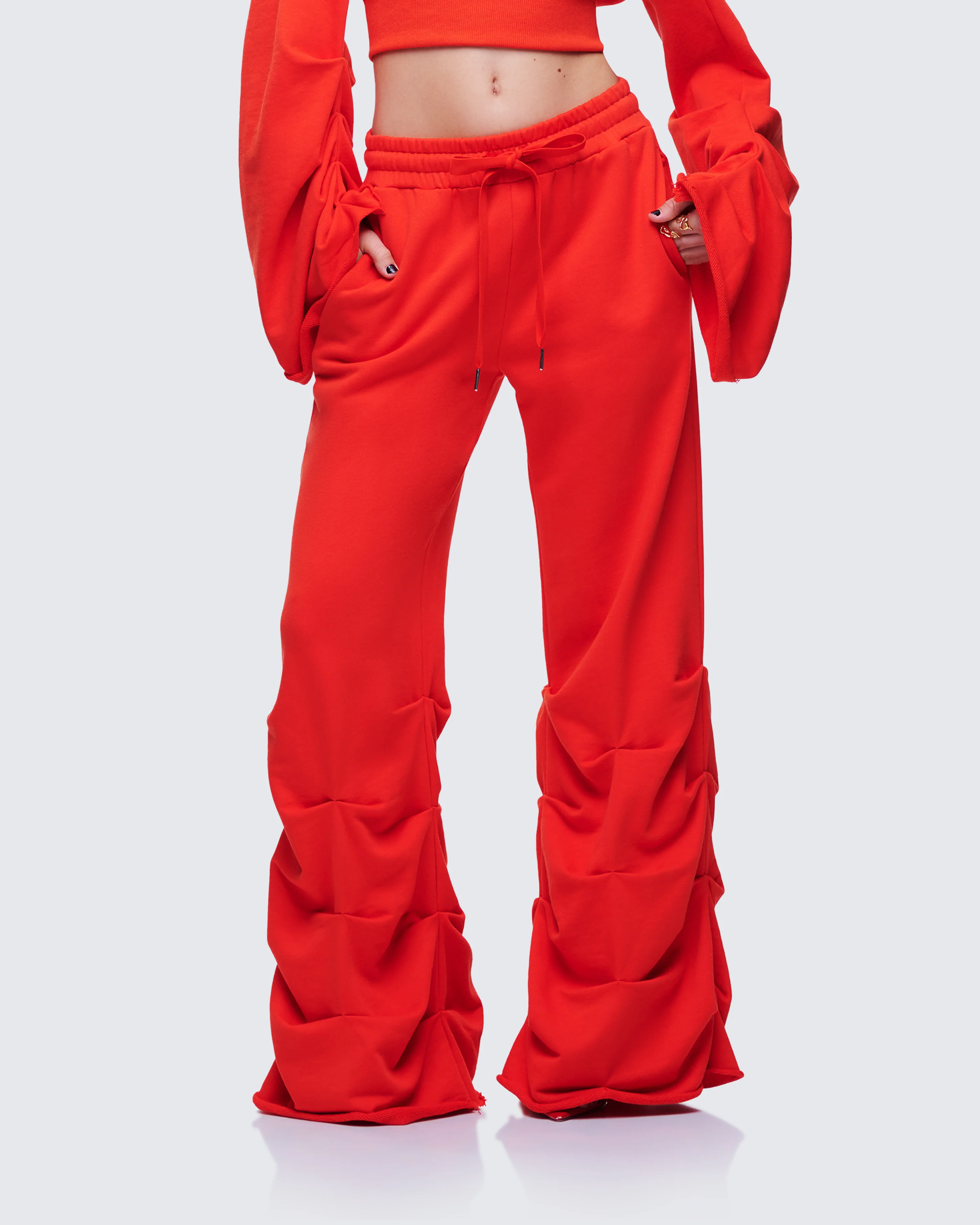 Una Red Stacked Leg Toggle Sweatpant - Image 3