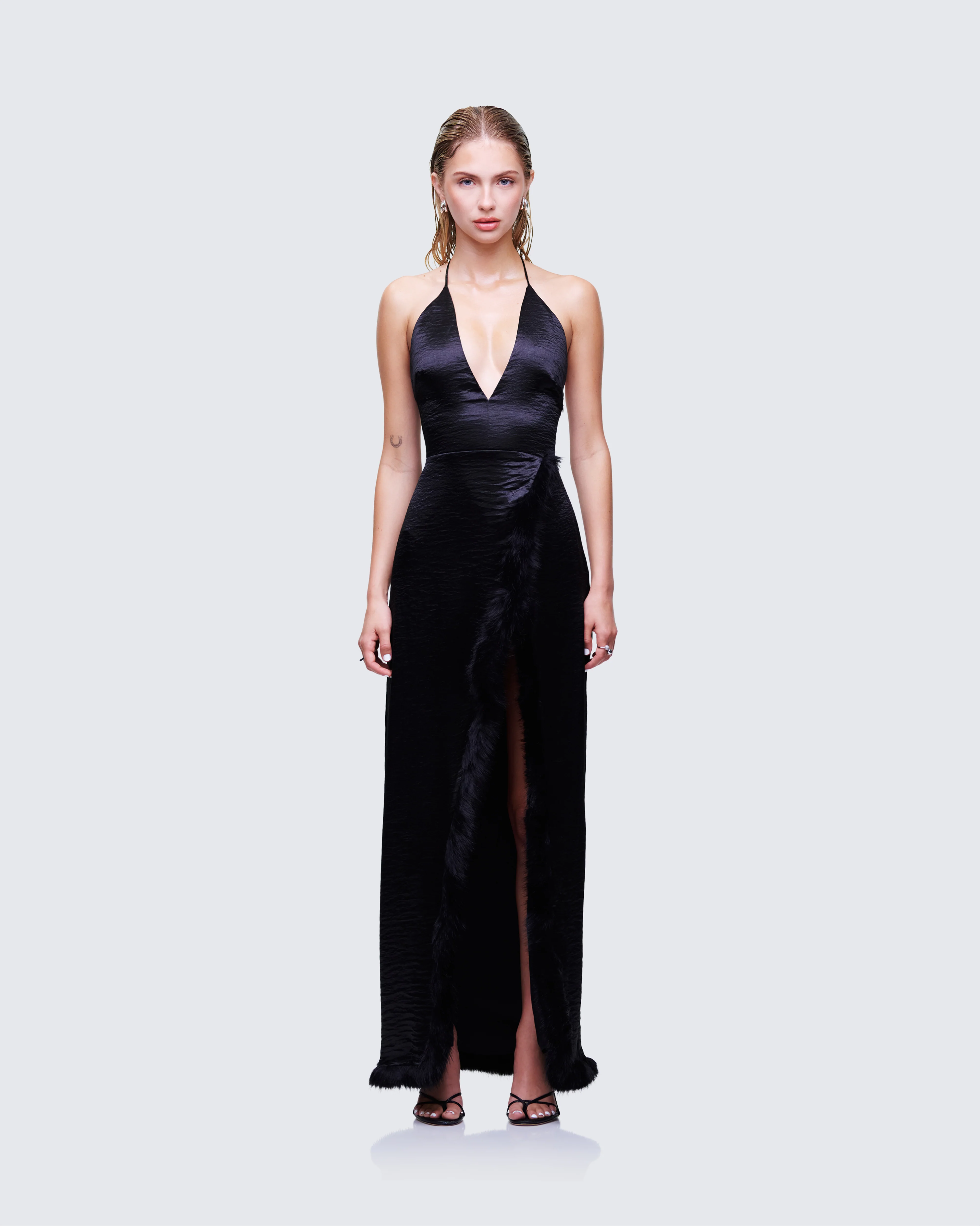 Ursula Black Wrap Maxi Dress - Image 2