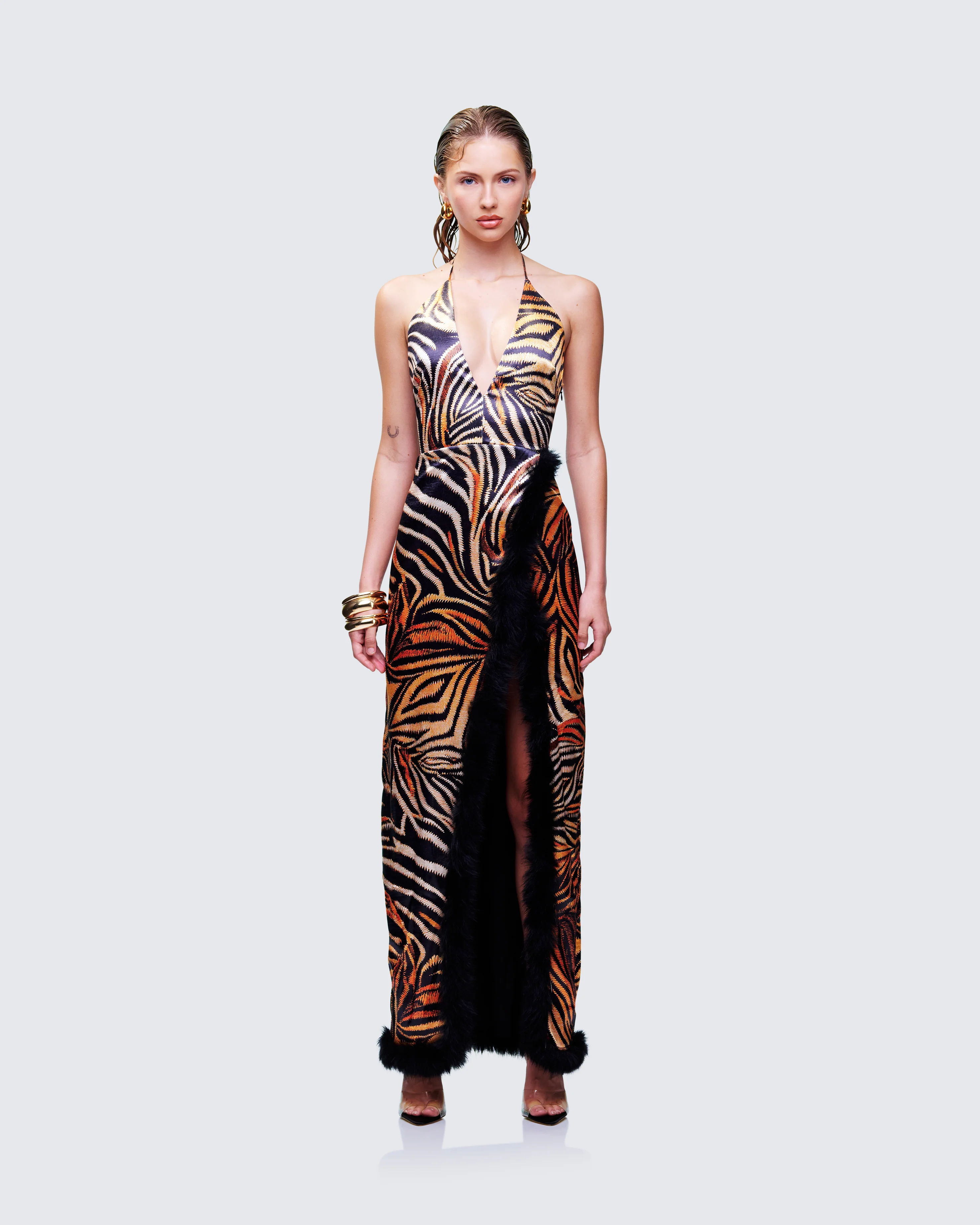 Ursula Orange Printed Wrap Maxi Dress - Image 2