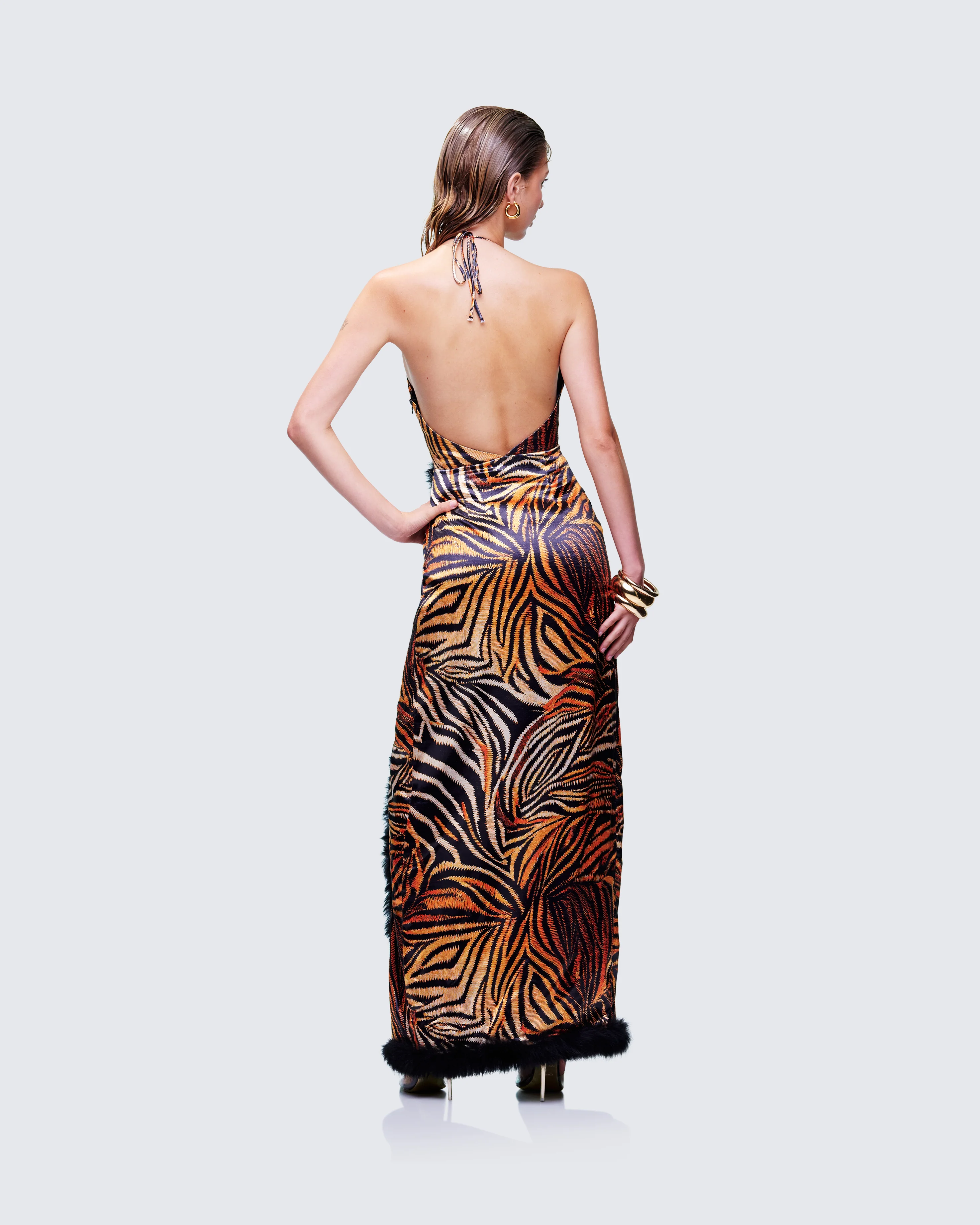 Ursula Orange Printed Wrap Maxi Dress - Image 5