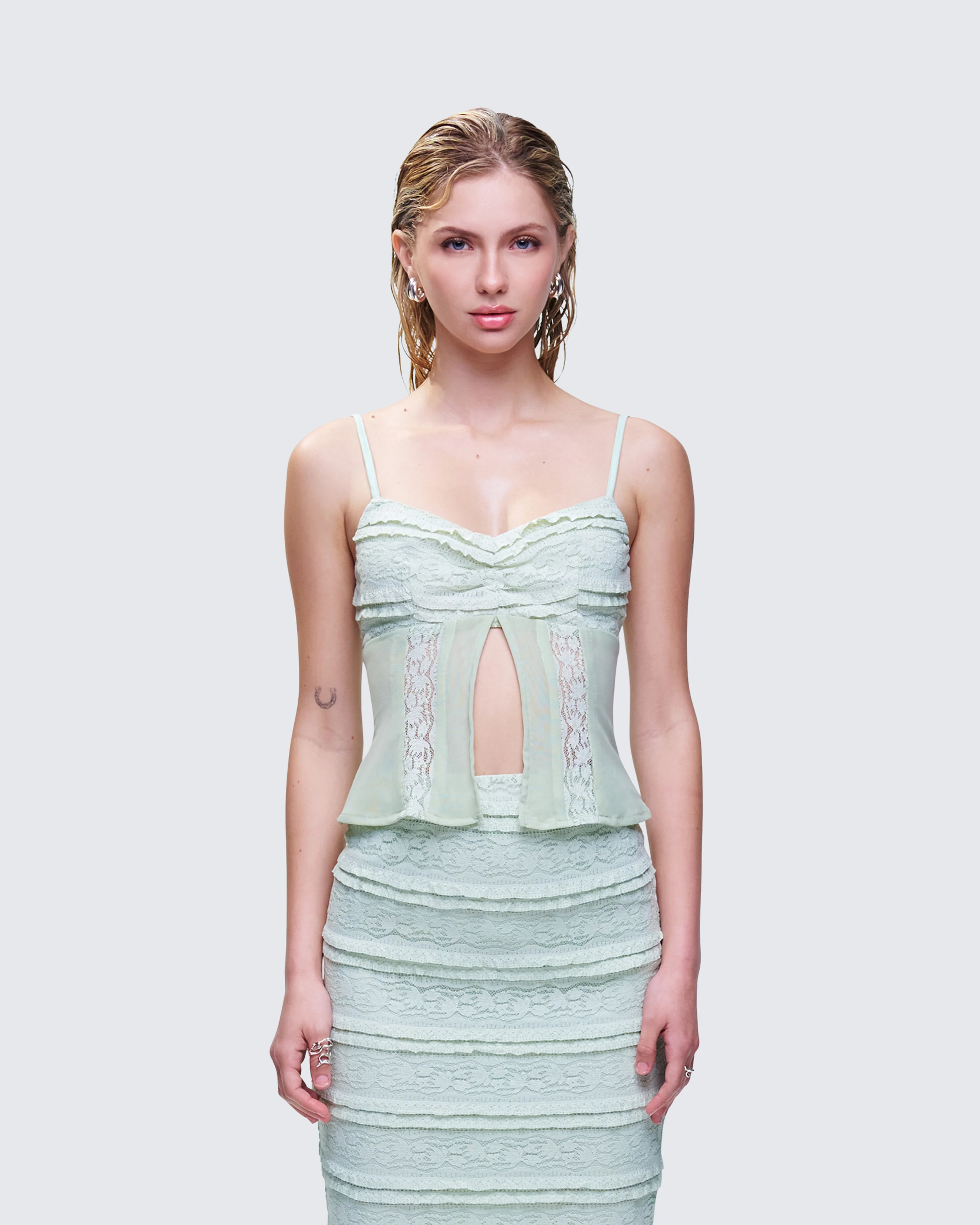 Ursuline Sage Ruffle Trim Cami Top - Image 4