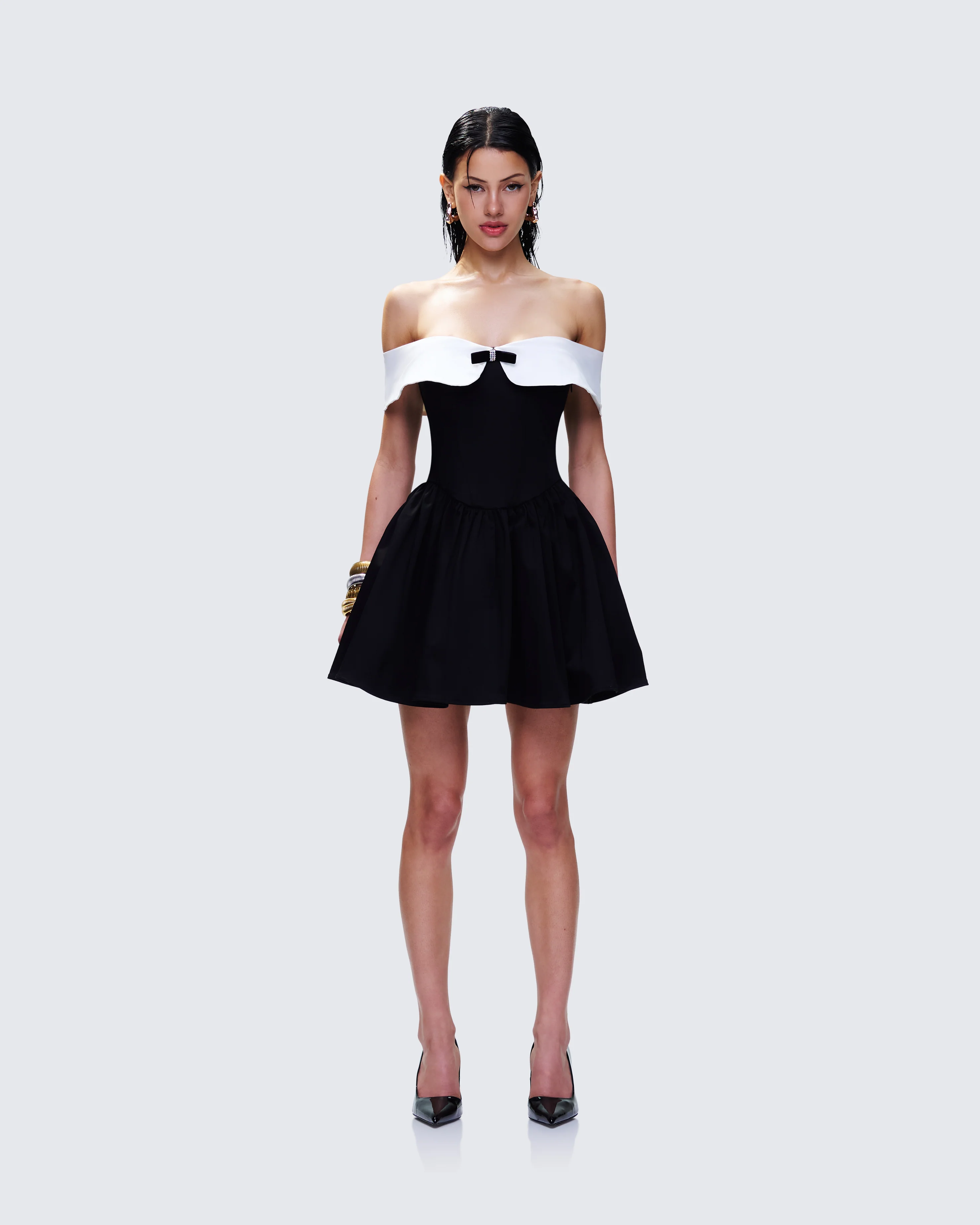 Vale Black Off Shoulder Mini Dress - Image 2