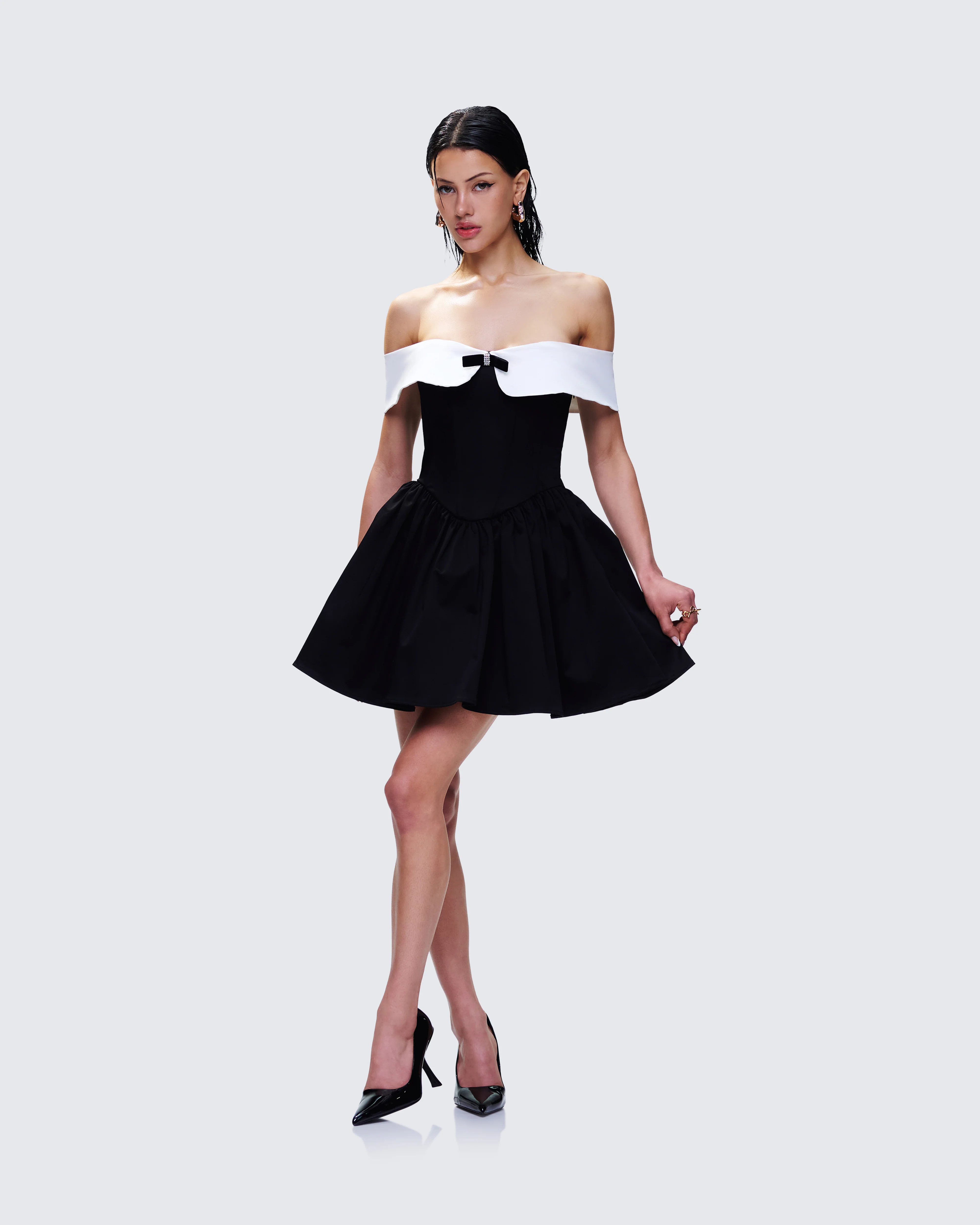 Vale Black Off Shoulder Mini Dress - Image 3