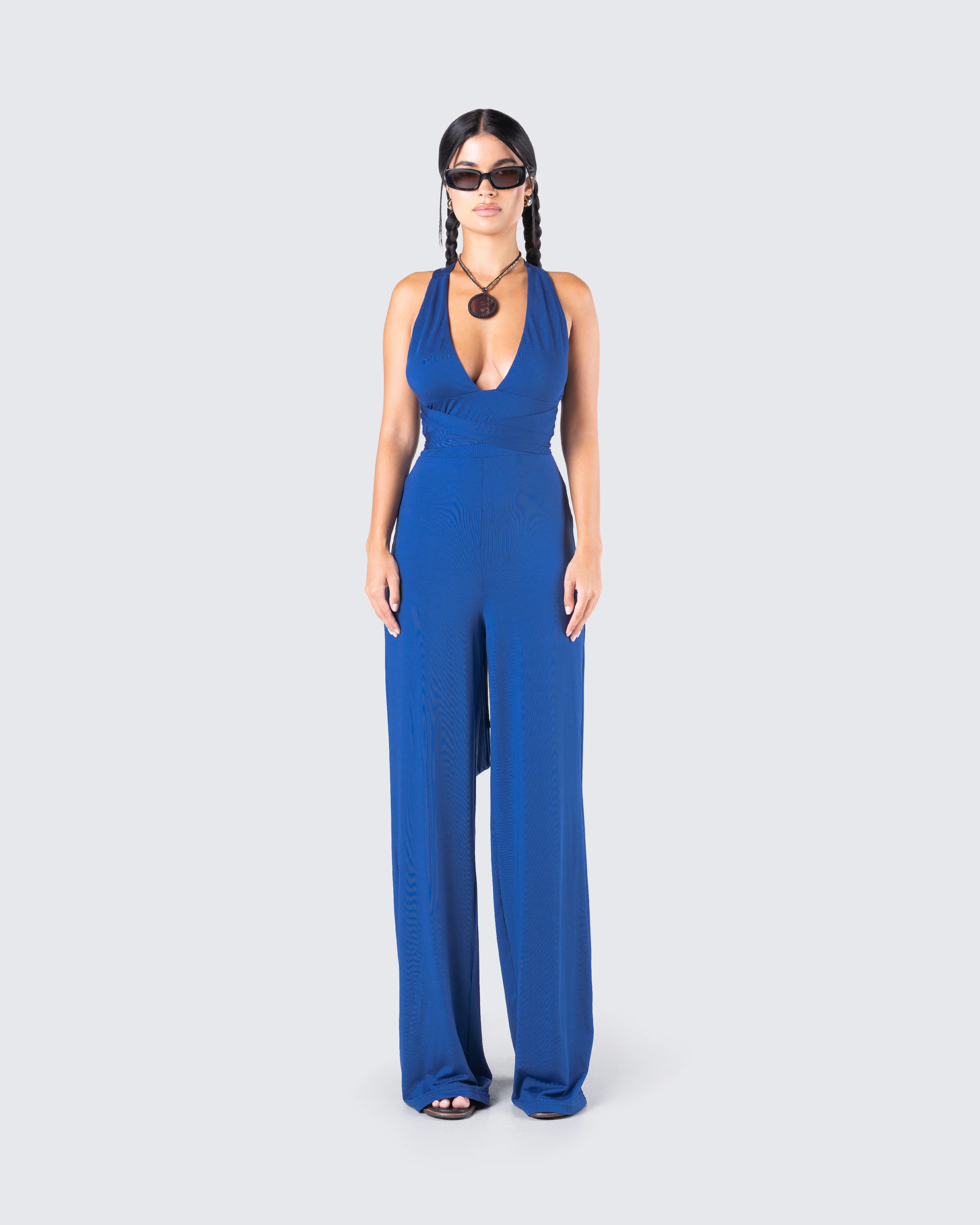 Valentina Blue Halter Jumpsuit - Image 4