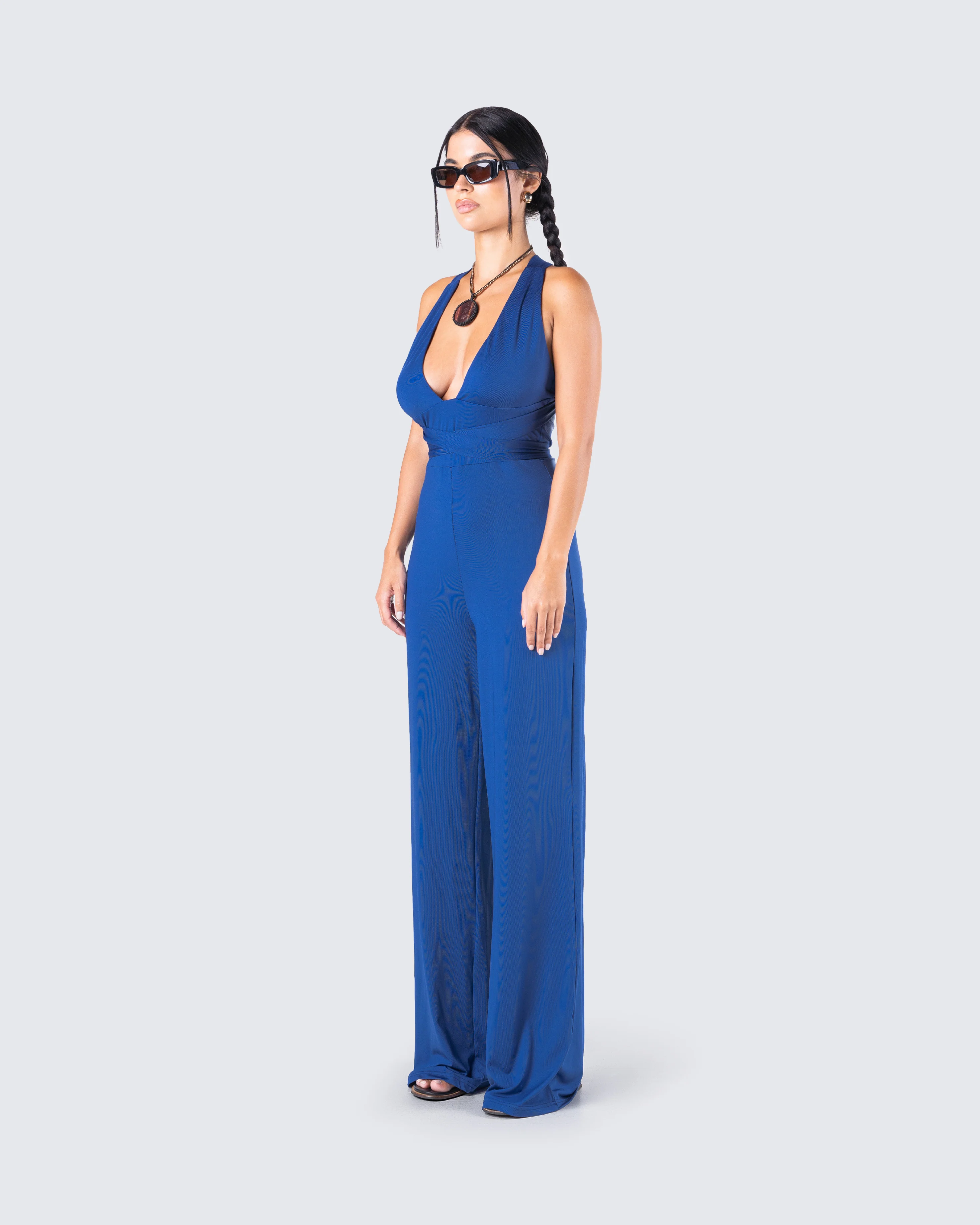 Valentina Blue Halter Jumpsuit - Image 5
