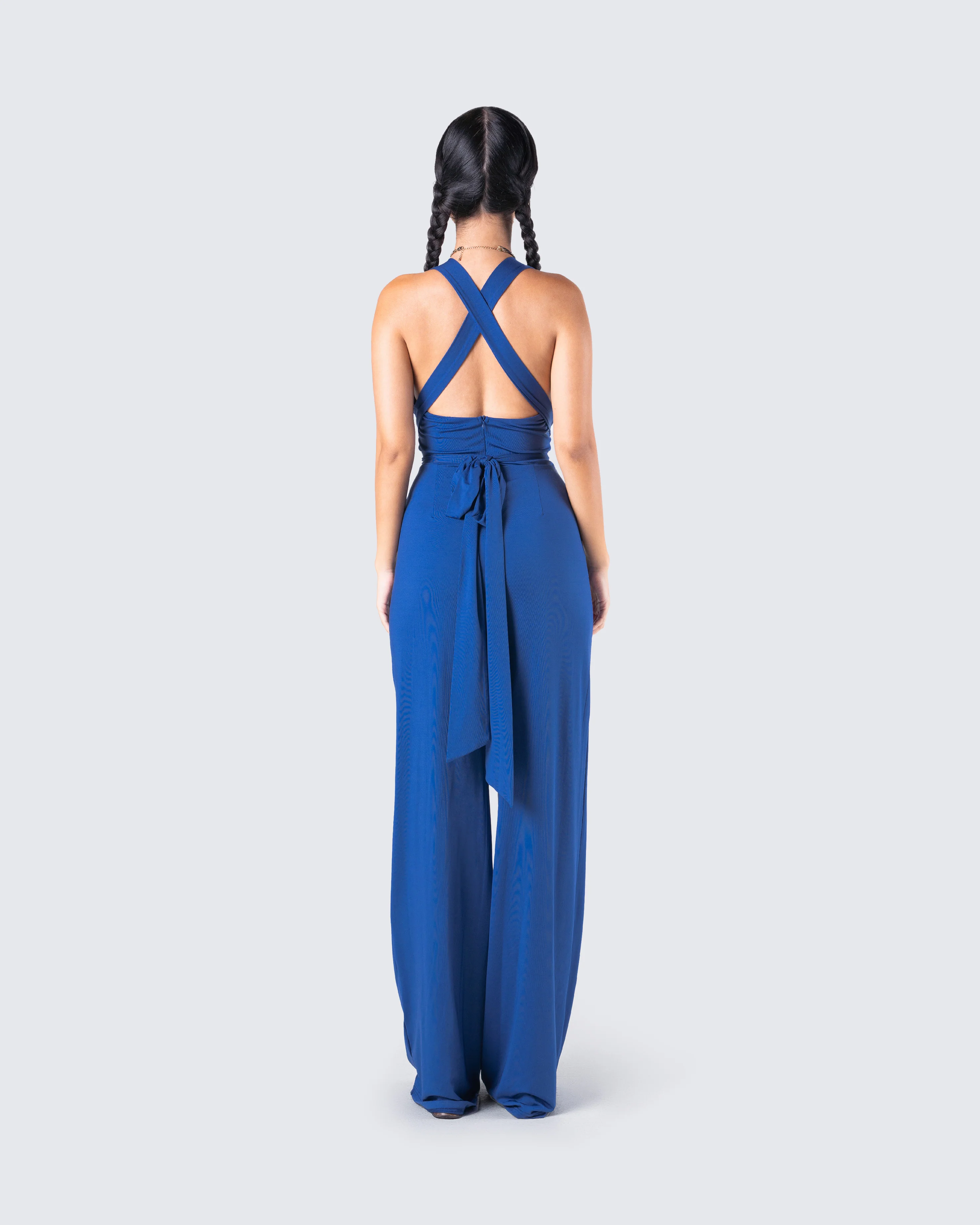 Valentina Blue Halter Jumpsuit - Image 7