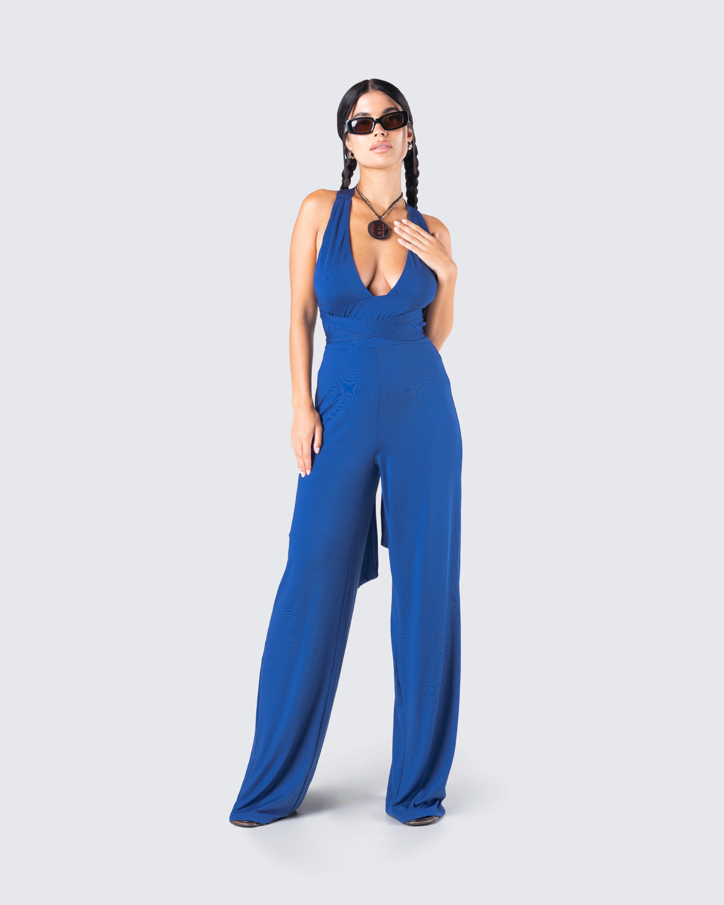 Valentina Blue Halter Jumpsuit - Image 8