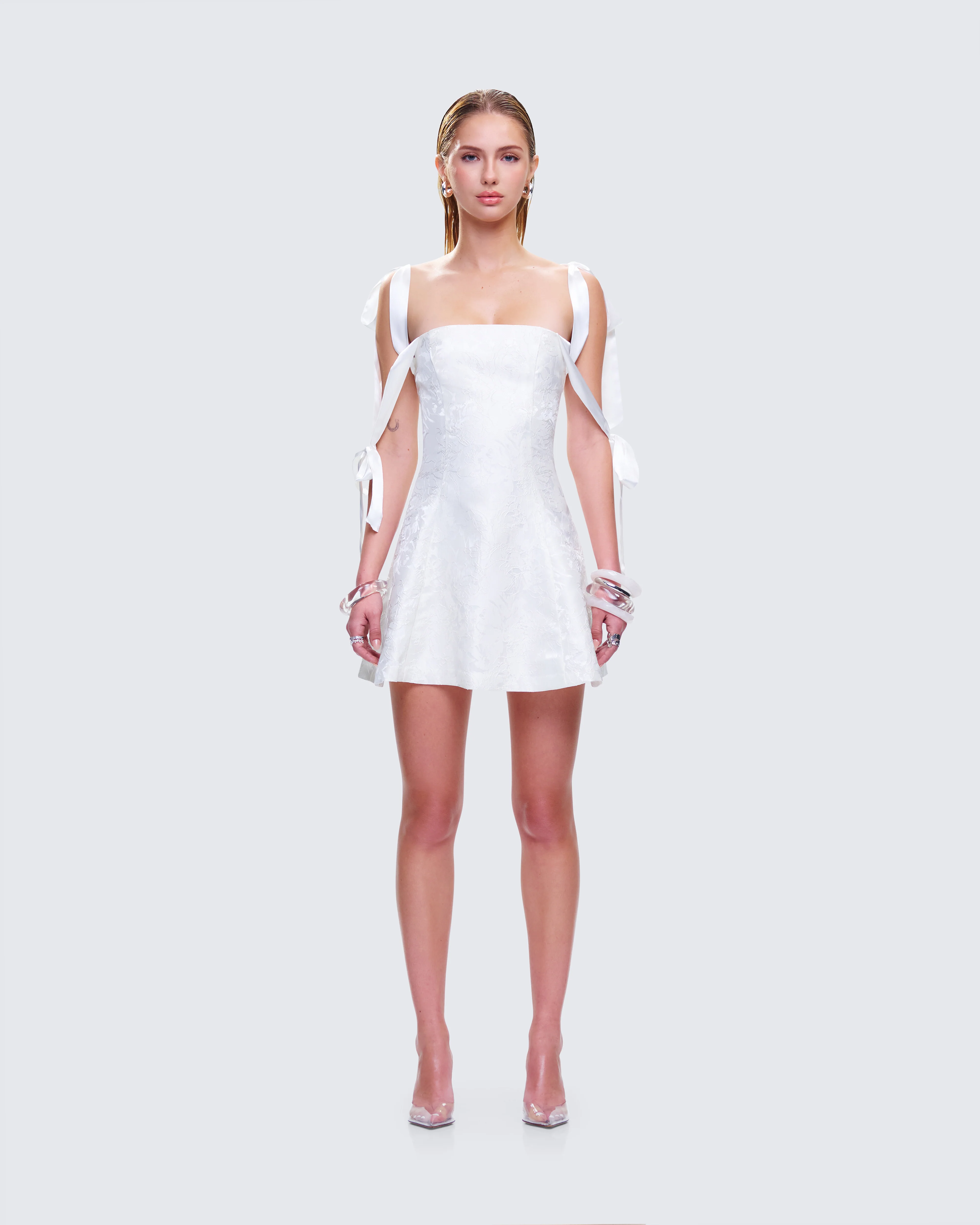 Valeria White Satin Mini Dress - Image 4