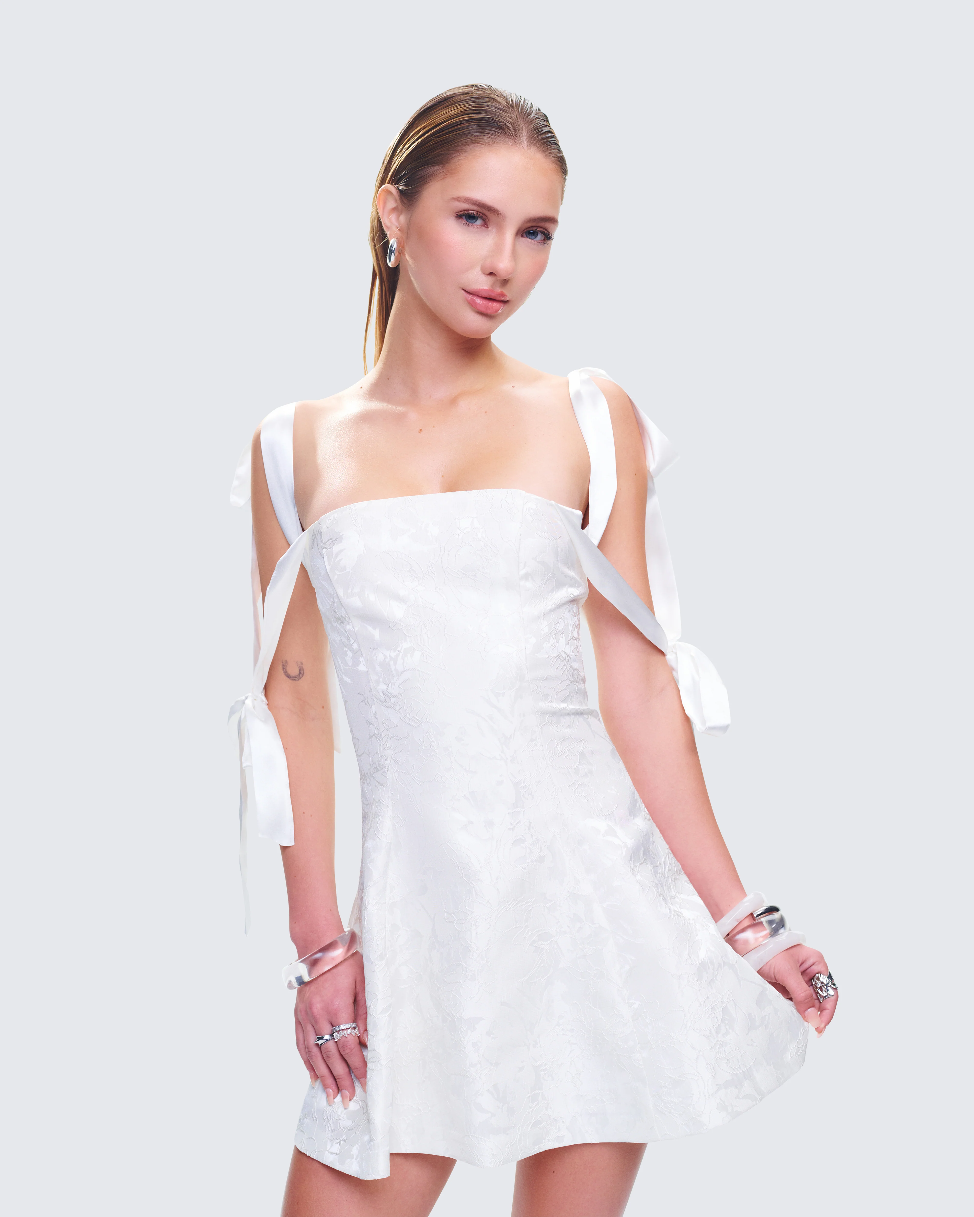 Valeria White Satin Mini Dress - Image 8